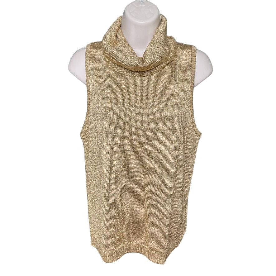 Vintage Vintage Womens Cowl Neck Sweater Gold Sparkle Turtleneck Sle Size XL / US 12-14 / IT 48-50 - 1 Thumbnail