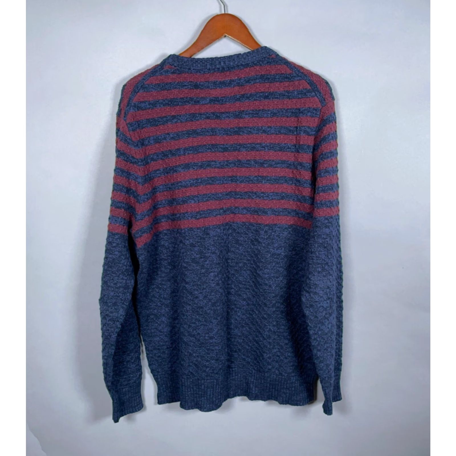J Brand The Normal Brand Sweater Adult Large Blue Red Striped Chunky Knit Crewneck Mens 90s Preppy Size US L / EU 52-54 / 3 - 2 Thumbnail