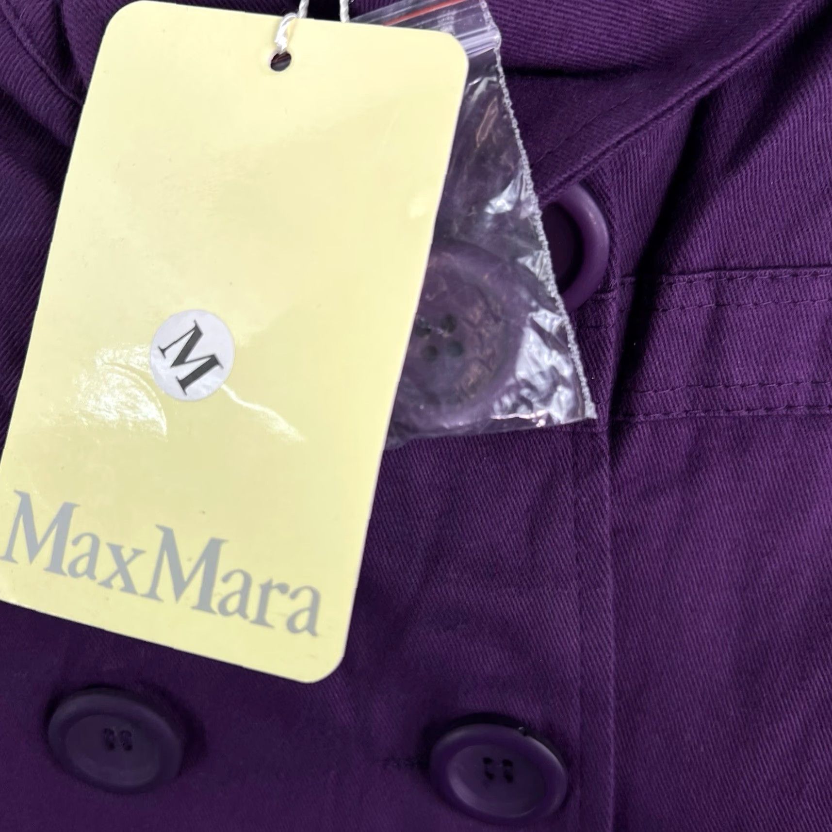 Max Mara VINTAGE Max Mara Trench Coat Jacket Short Women's M Purple Cotton Blend Classic Designer Italy Fall Spring Size 32" / US 10 / IT 46 - 6 Thumbnail