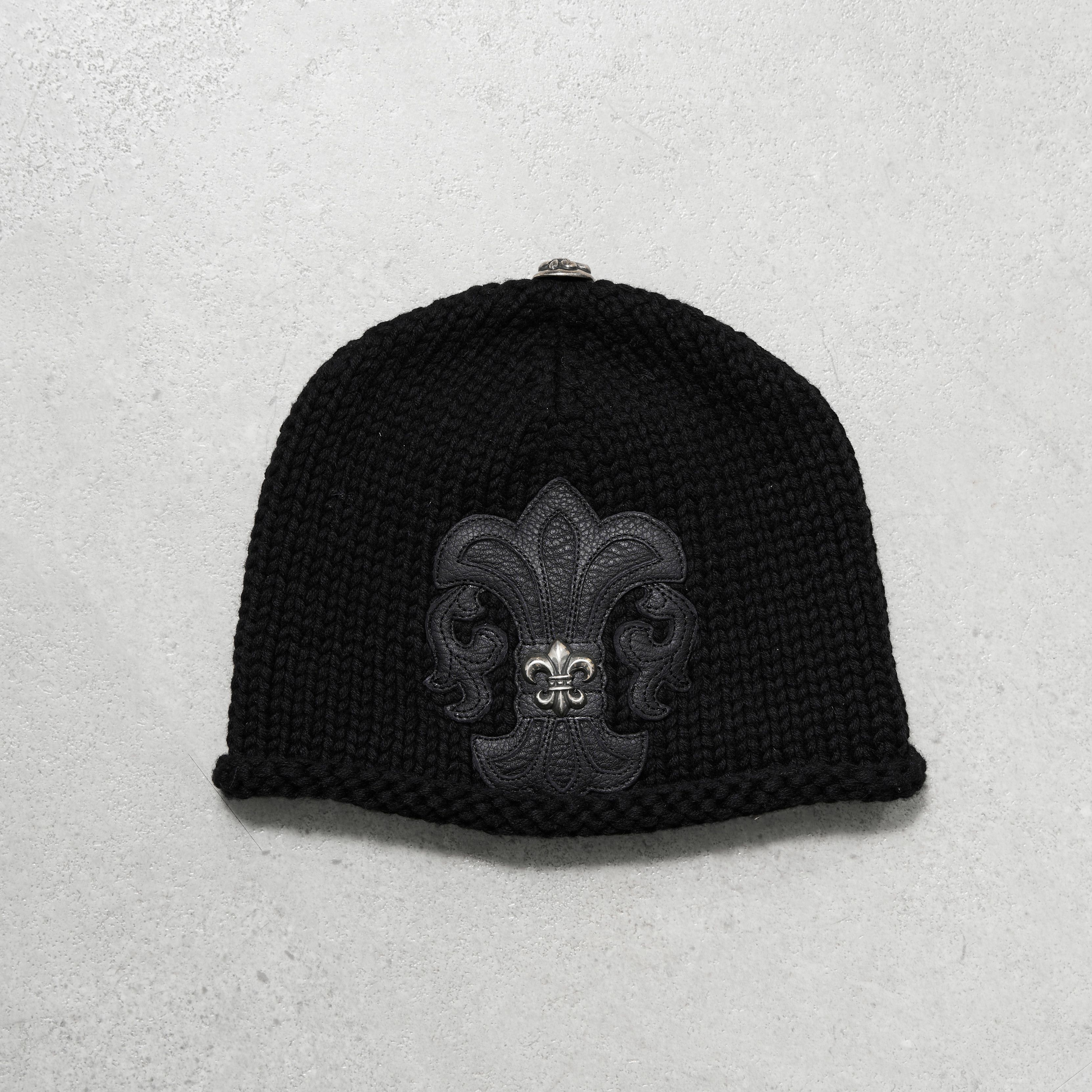 Chrome Hearts CHROME HEARTS Cashmere Leather With Silver Fleur Beanie Size ONE SIZE - 1 Thumbnail