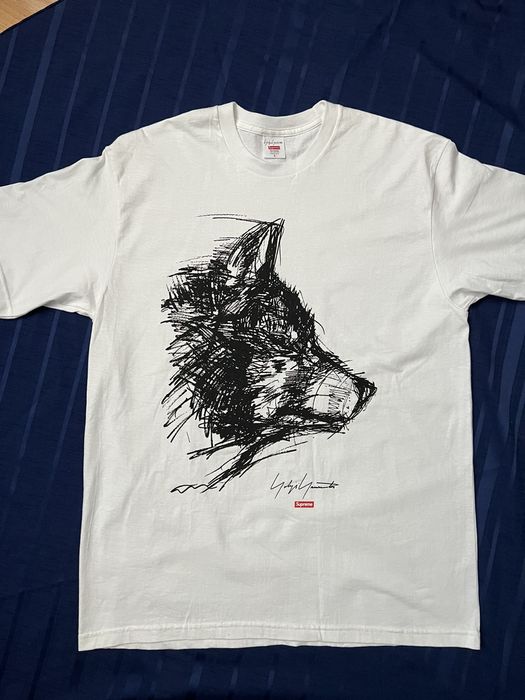 Supreme Supreme Yohji Yamamoto Scribble Wolf Tee White Size L