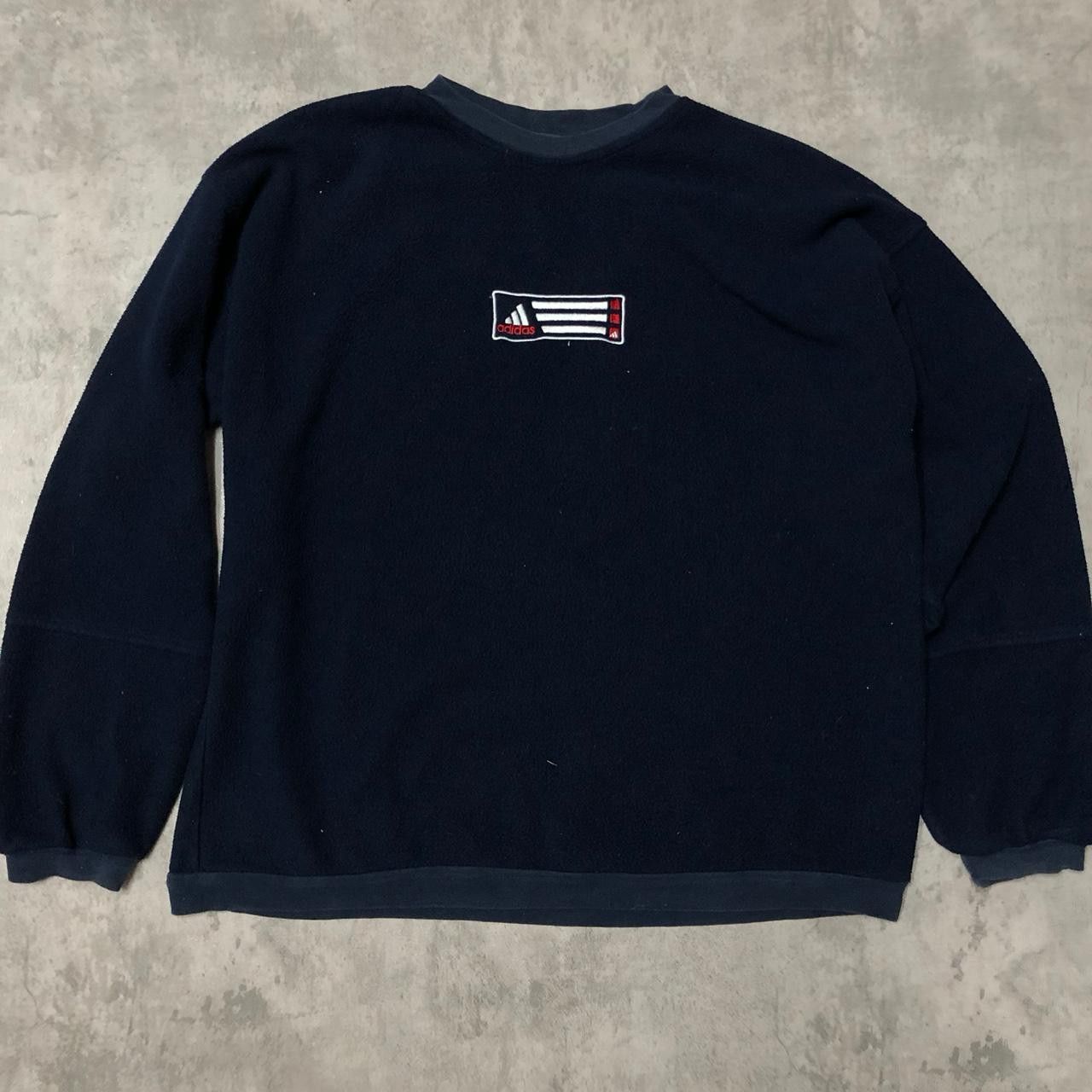 Adidas Navy Adidas sweatshirt with embroidered logo and red accents Size US XL / EU 56 / 4 - 1 Thumbnail