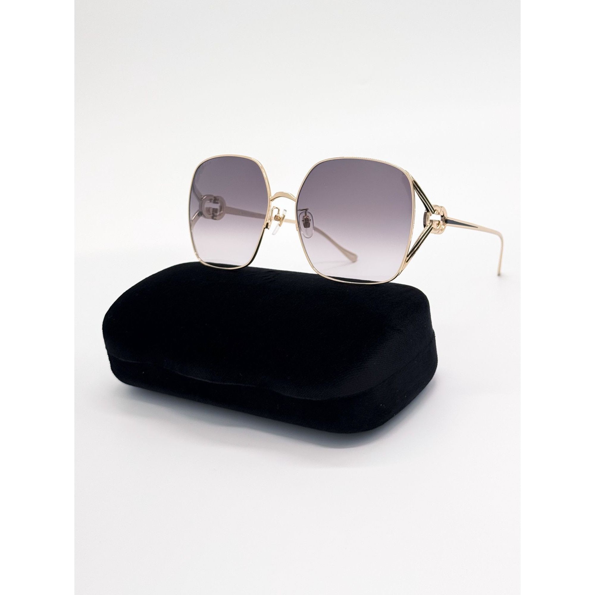 Gucci NEW GUCCI SUNGLASSES GG1323S 001 GOLD/GRAY OVERSIZED WOMEN Size ONE SIZE - 1 Thumbnail