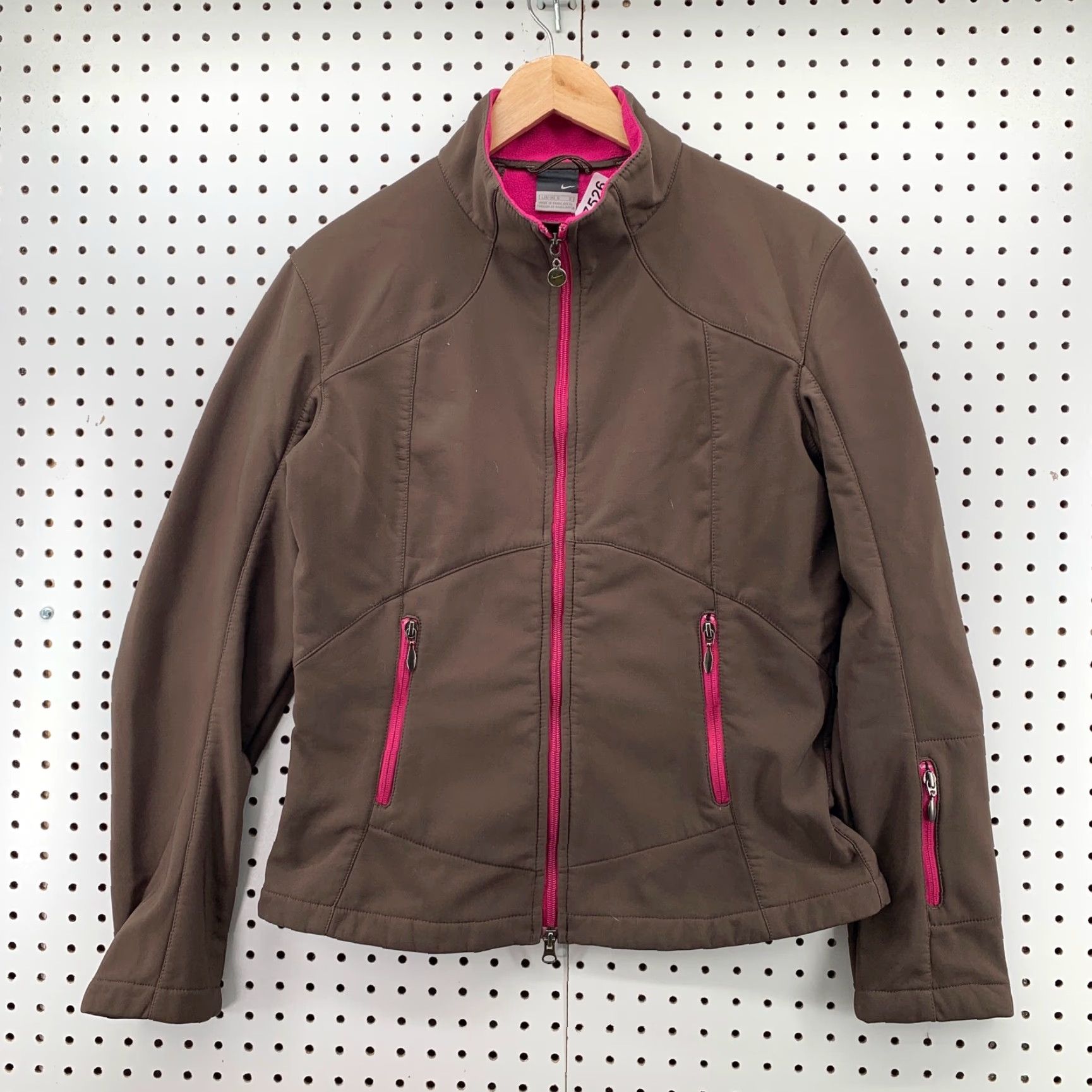 Nike VINTAGE NIKE Windbreaker Jacket Womens L Brown Pink Fleece Lined Full Zip All Seasons USA Womens Size L / US 10 / IT 46 - 5 Thumbnail