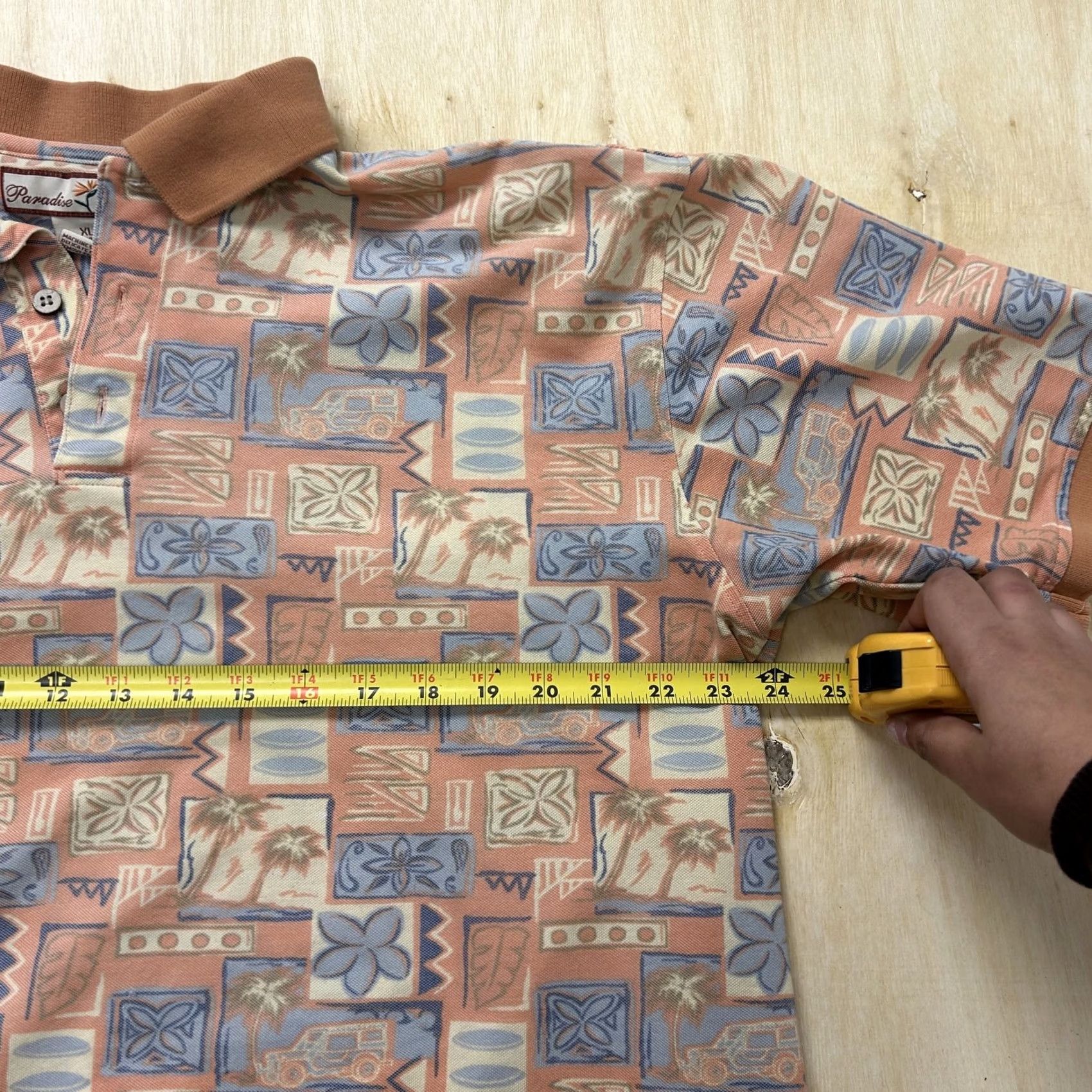 Paradise Paradise Blue Polo Shirt Mens XL Multicolor Patchwork Short Sleeve Tropical Beach Mens XL Polo Shirt Multicolor Patchwork Beach Casual Summer Men Size US XL / EU 56 / 4 - 4 Thumbnail