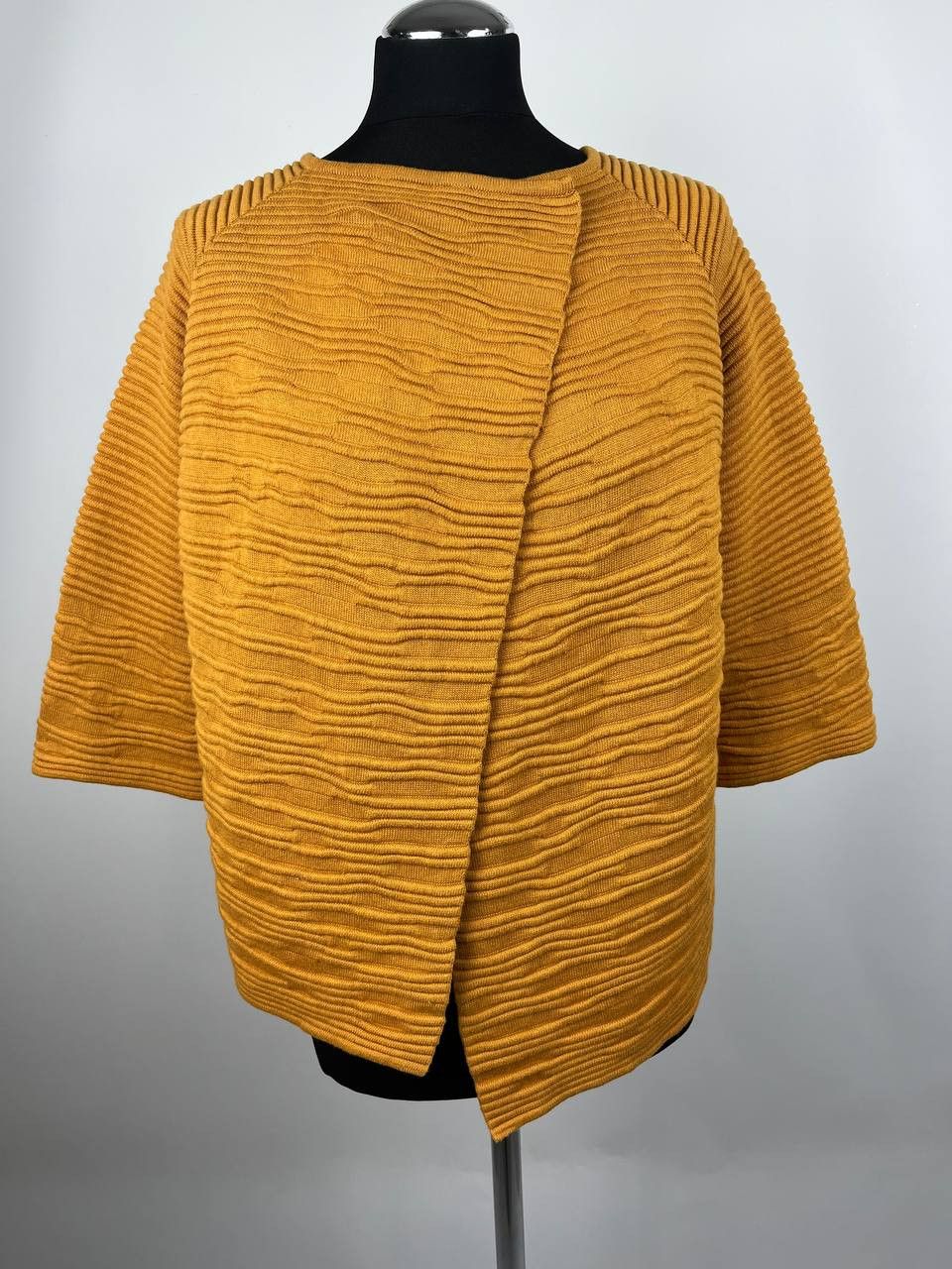 Cop Copine COP COPINE Yellow Asymmetric Cardigan Ribbed Knit Sodalite Size M / US 6-8 / IT 42-44 - 1 Thumbnail