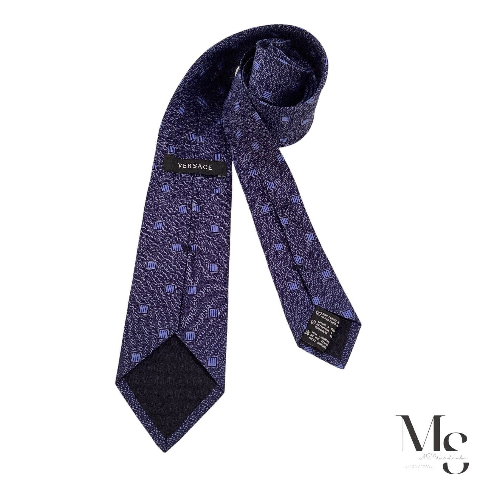 Versace VERSACE Blue Geometric With Medusa Print Silk Tie Italy Size ONE SIZE - 2 Thumbnail
