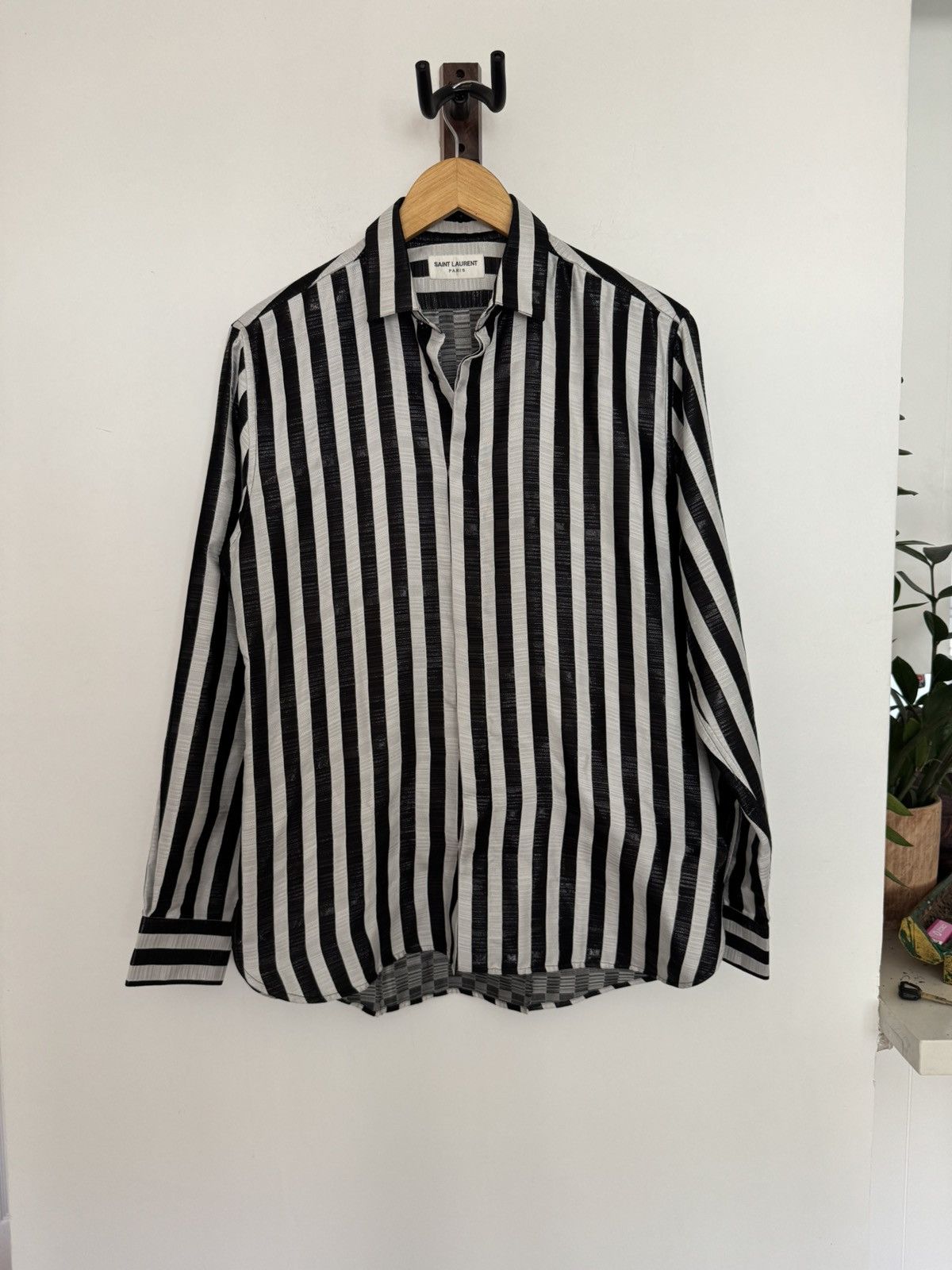 トップス saint laurent paris silk stripe shirt saint laurent paris silk stripe shirt