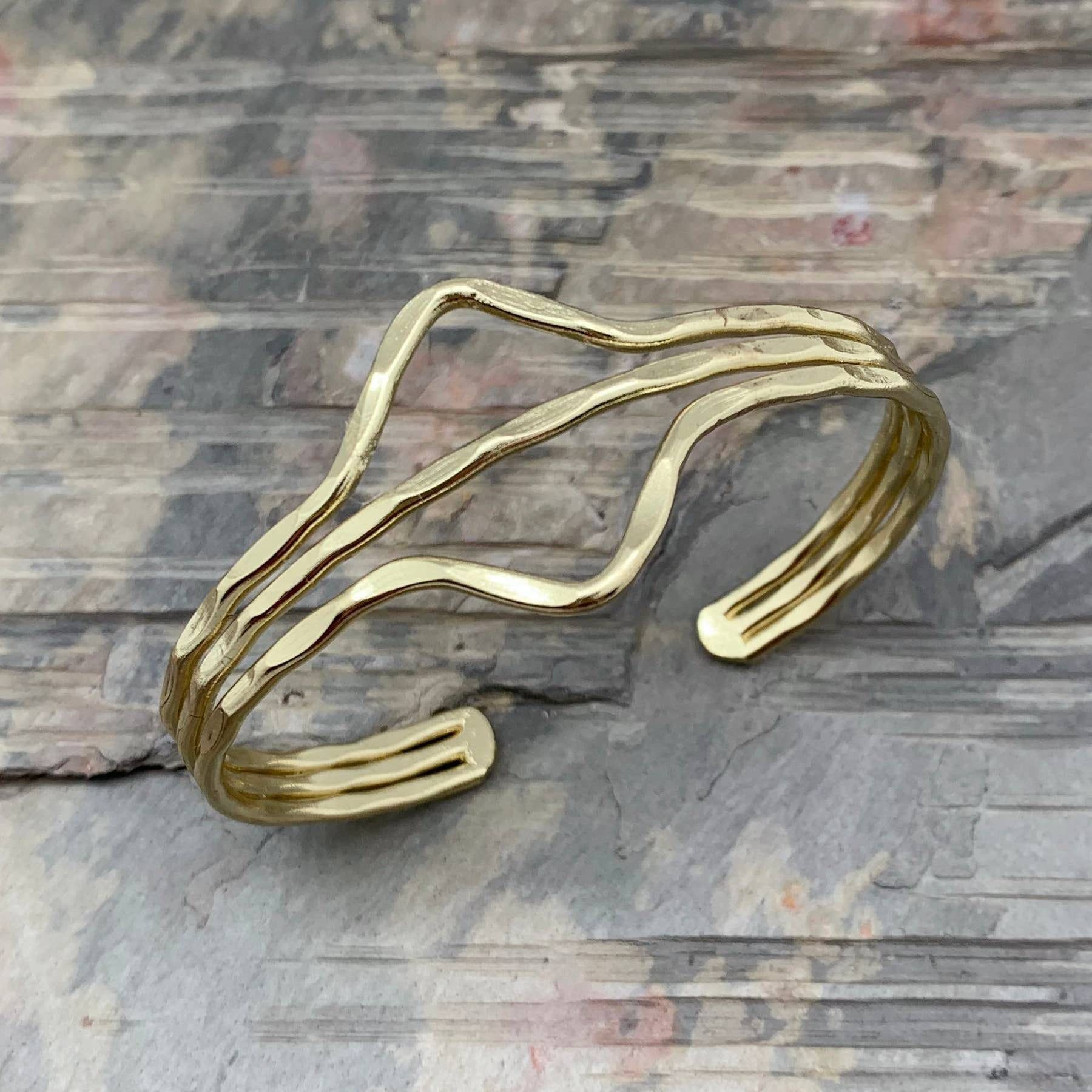 Other Handcrafted Boho Gold Plated Adjustable Cuff Bracelet - Two Size ONE SIZE - 1 Thumbnail