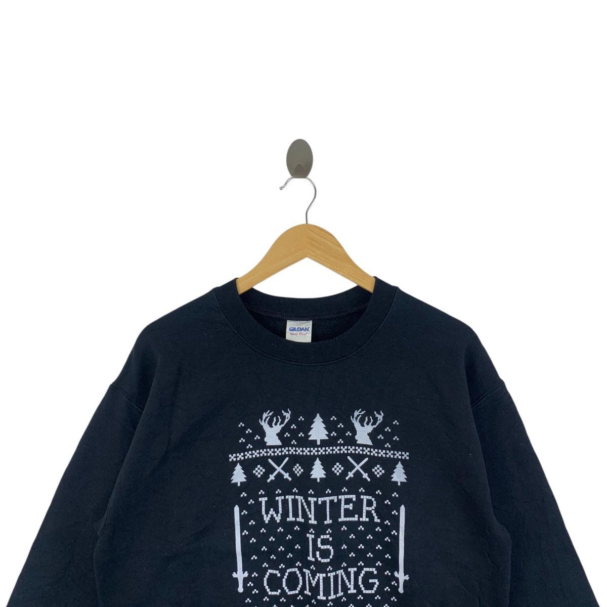 Gildan WINTER IS COMING Theme Design Print Black Sweatshirt Size US M / EU 48-50 / 2 - 2 Thumbnail
