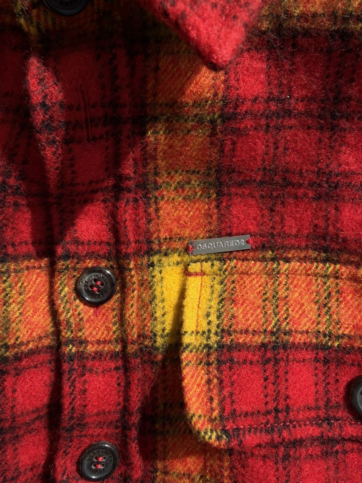 Dsquared2 Dsquared2 Multicolor Check Wool Military Shirt Size US XS / EU 42 / 0 - 3 Thumbnail