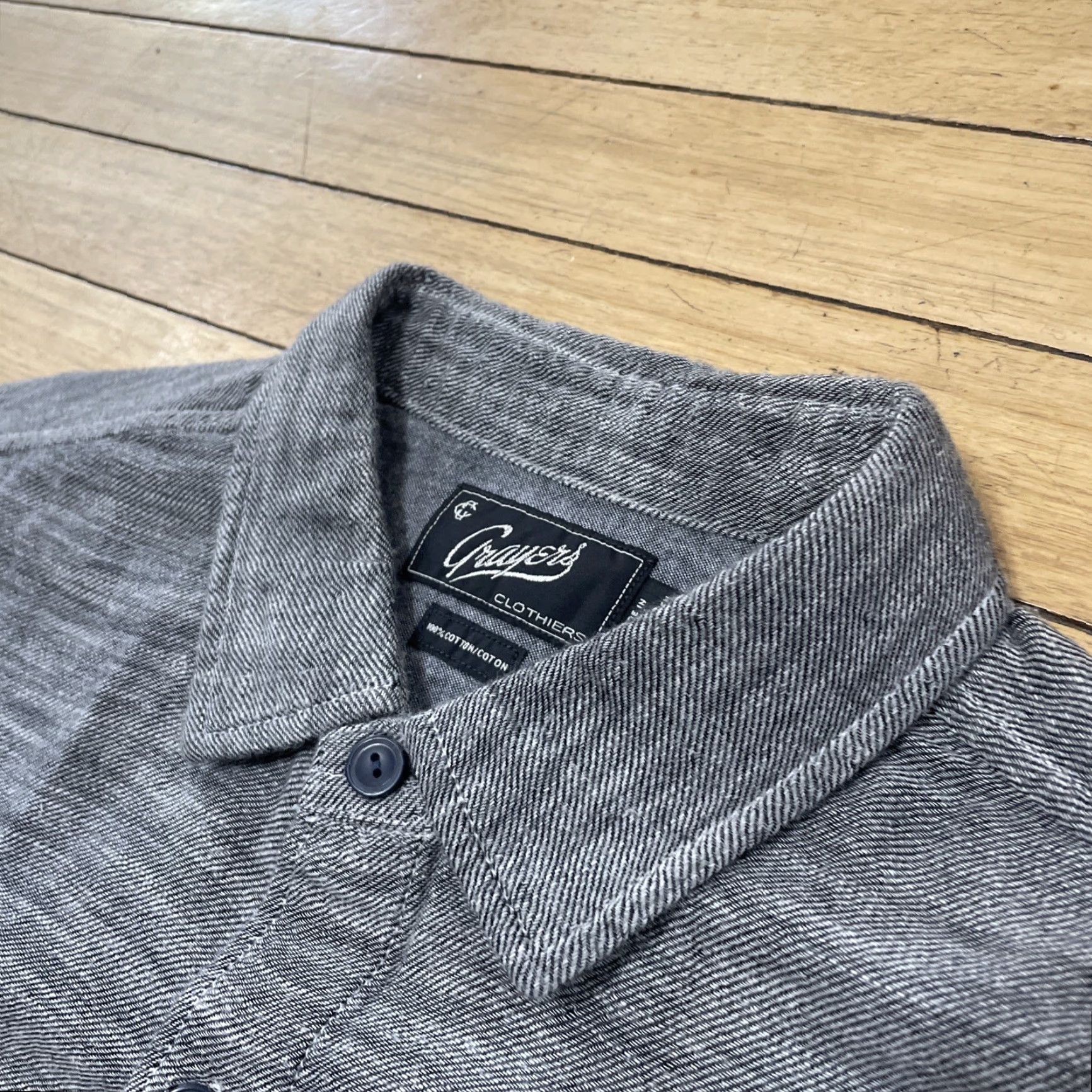 Grayers VINTAGE Grayers Heritage Flannel Shirt Mens Large Solid Gray Button Front Double Pockets Size US L / EU 52-54 / 3 - 5 Thumbnail