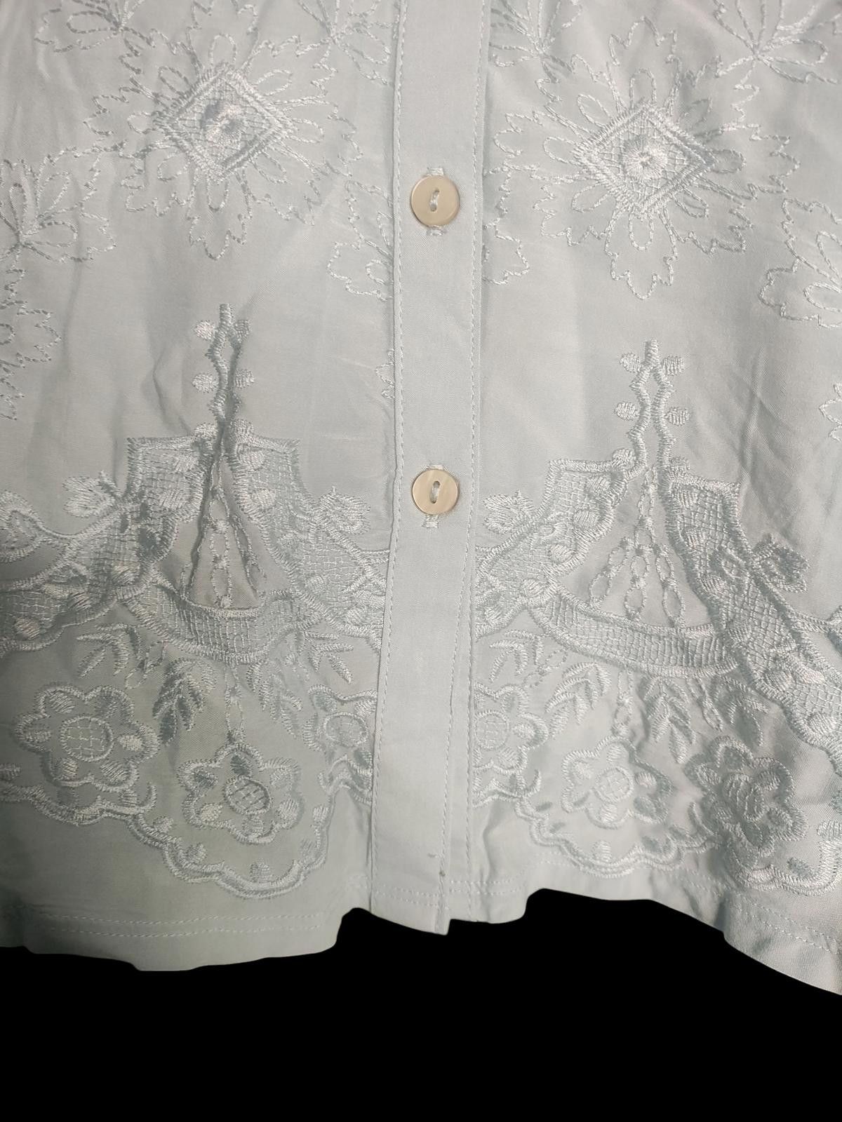 Designer Light Blue Embroidered Button-Up Women's Blouse by Democracy Size S / US 4 / IT 40 - 3 Thumbnail