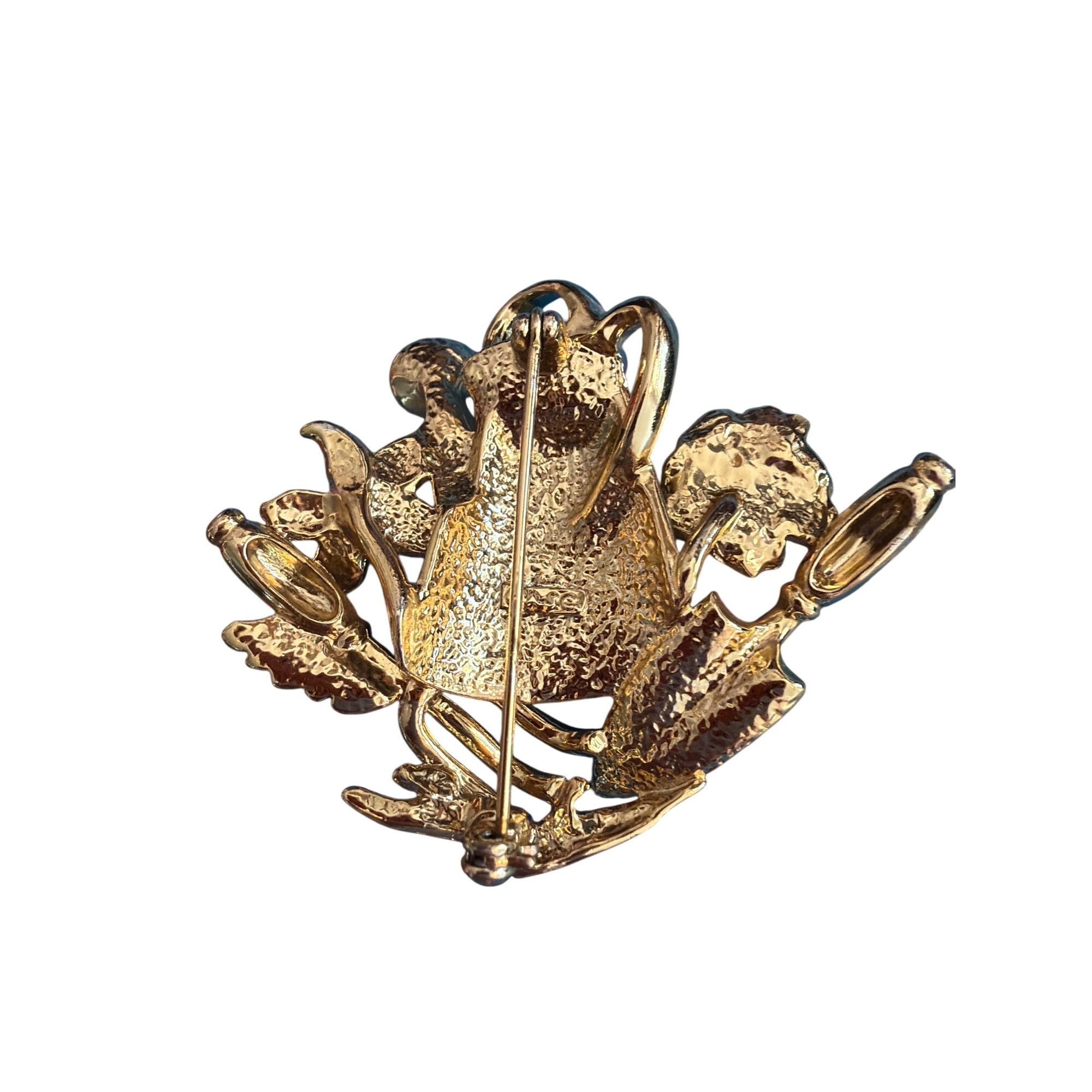 Other Vintage AJC Gold Tone Watering Can Flowers Brooch Pin Garden Size ONE SIZE - 4 Thumbnail