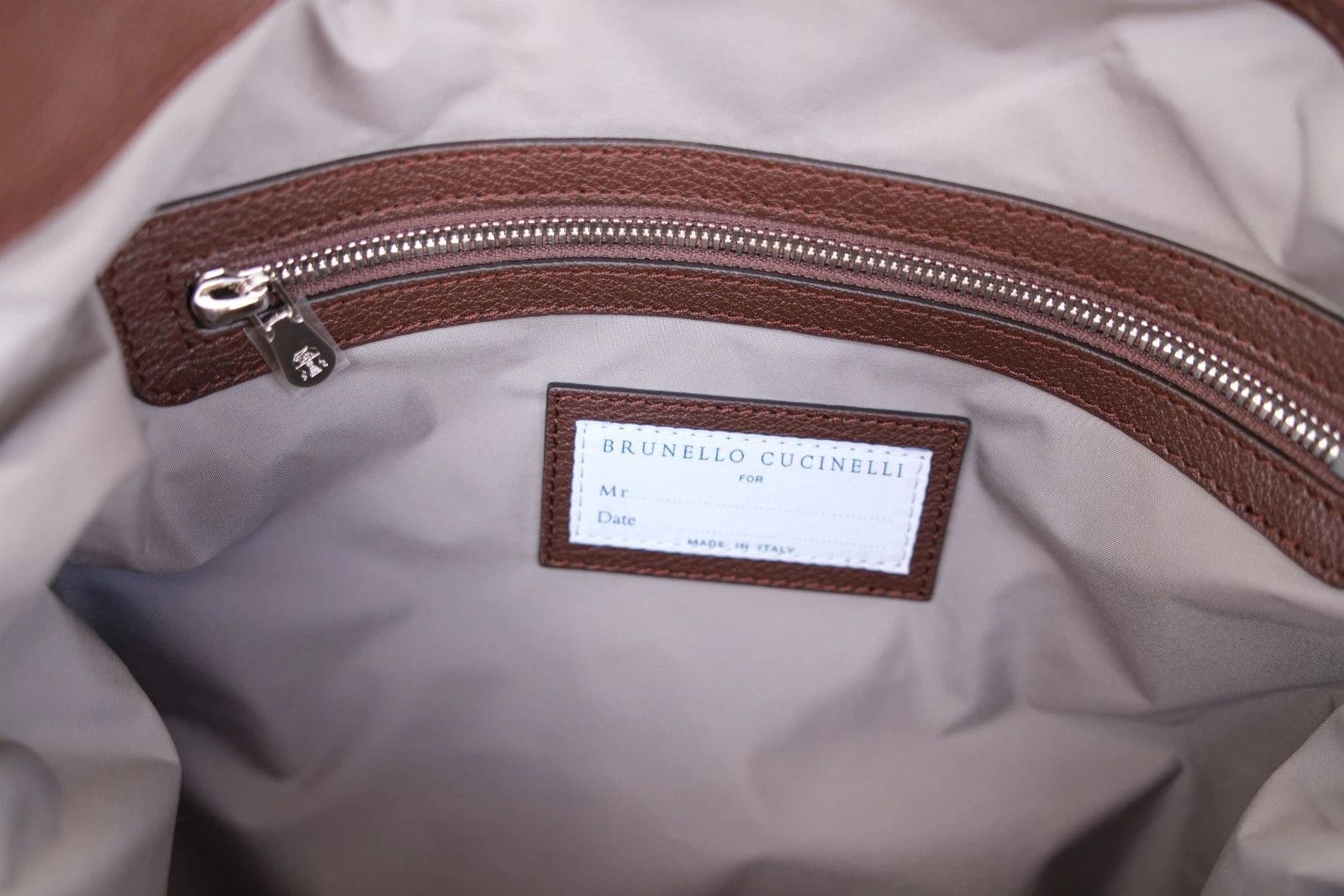 Brunello Cucinelli New Brunello Cucinelli Brown Beige Leather Travel Backpack Size ONE SIZE - 9 Thumbnail
