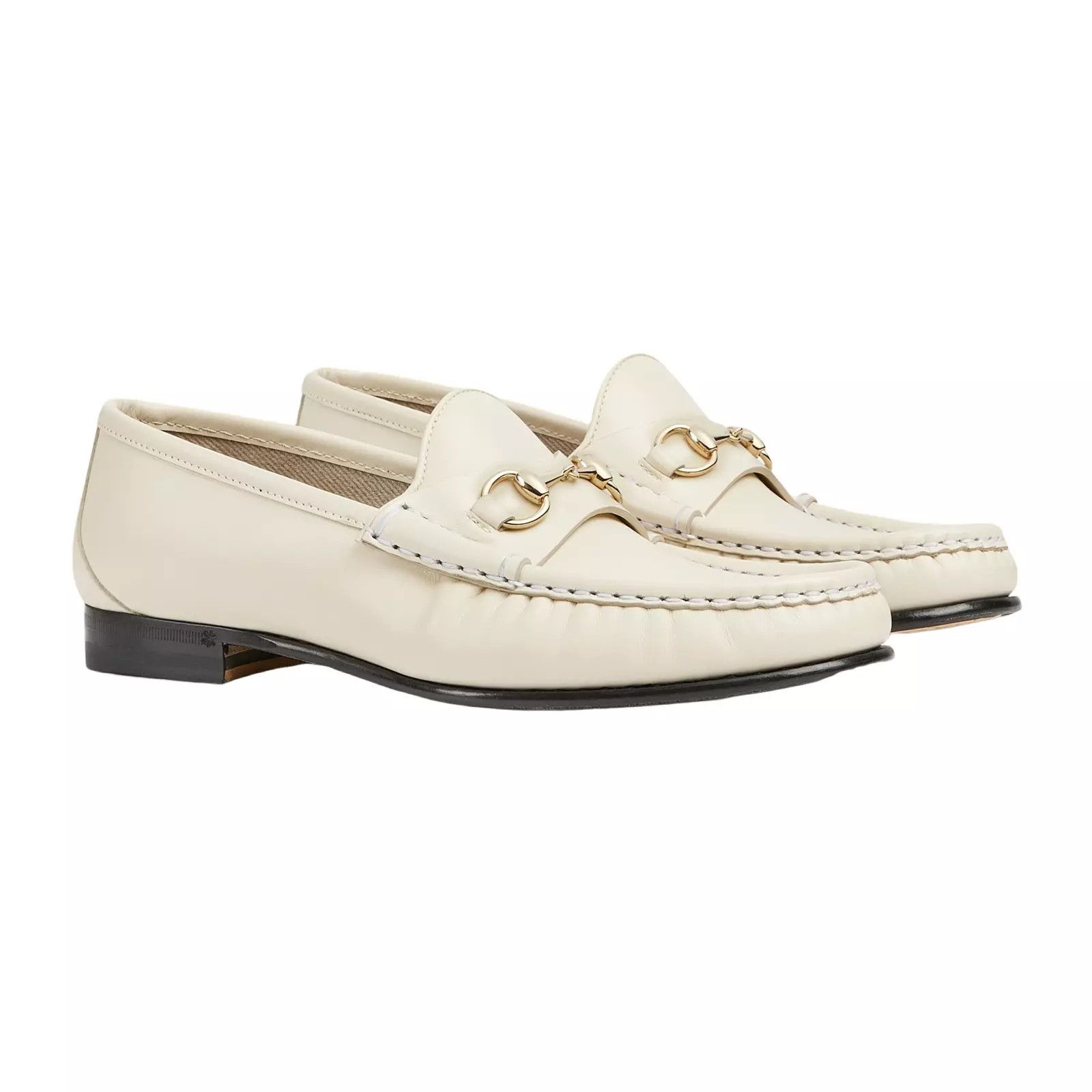 GUCCI Horsebit 1953 Women's White Lthr Loafers New