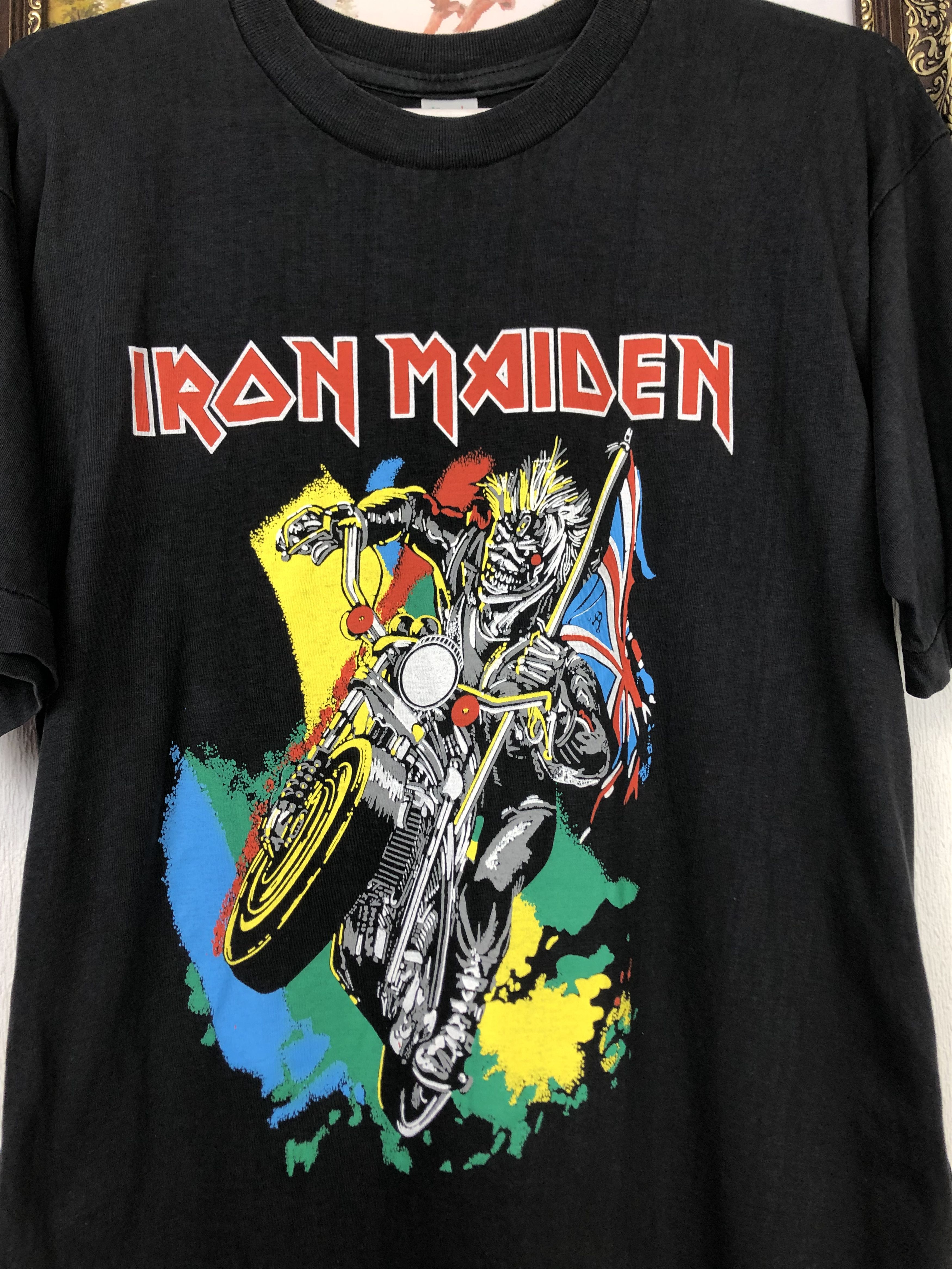 Vintage Vintage 80's Iron Maiden Band Shirt Over Print Tee Mens Rare Size US M / EU 48-50 / 2 - 3 Thumbnail