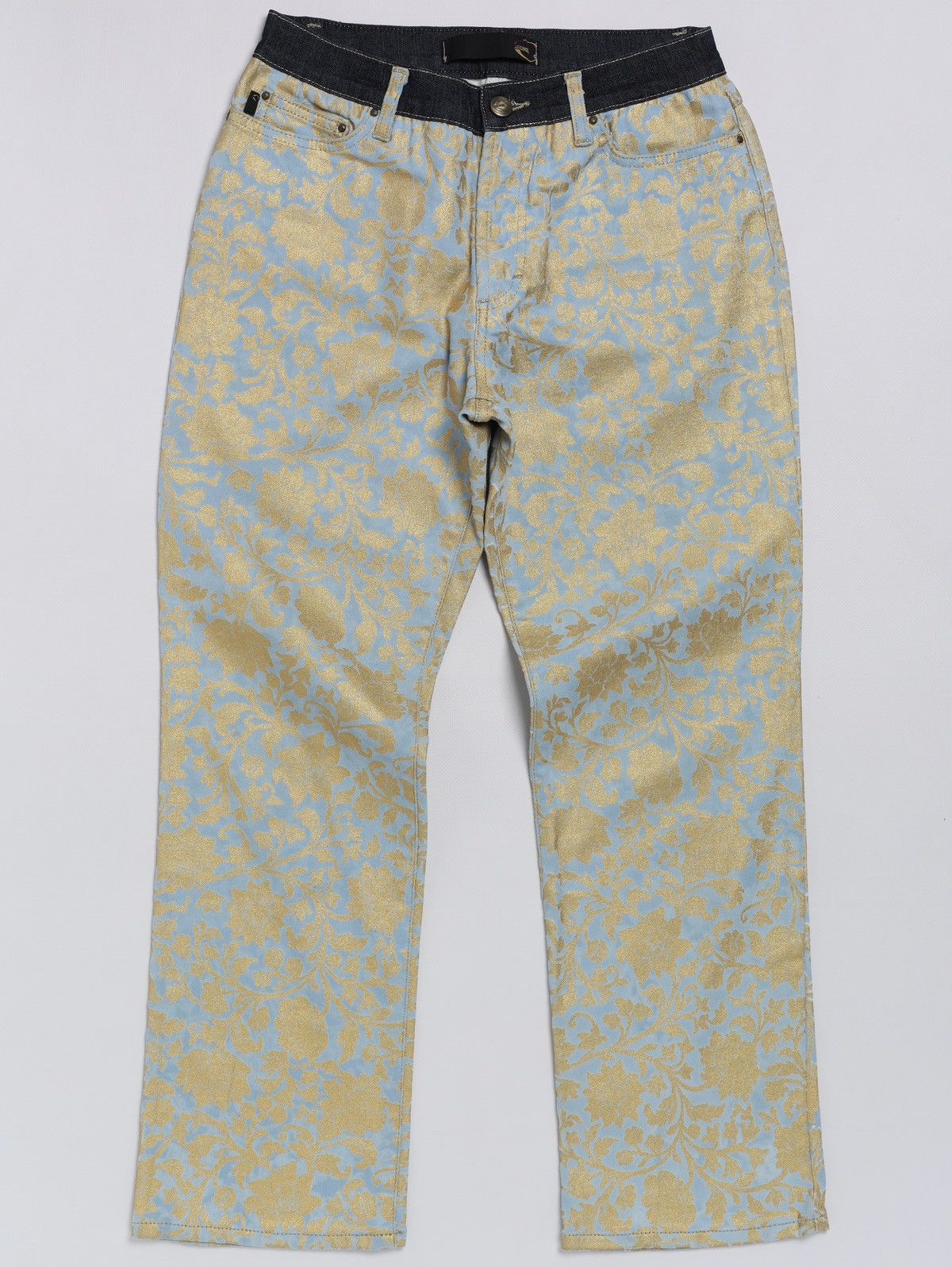 Just Cavalli Just Roberto Cavalli Multicolor Denim Pants Gold Printed Size 28" / US 6 / IT 42 - 1 Thumbnail