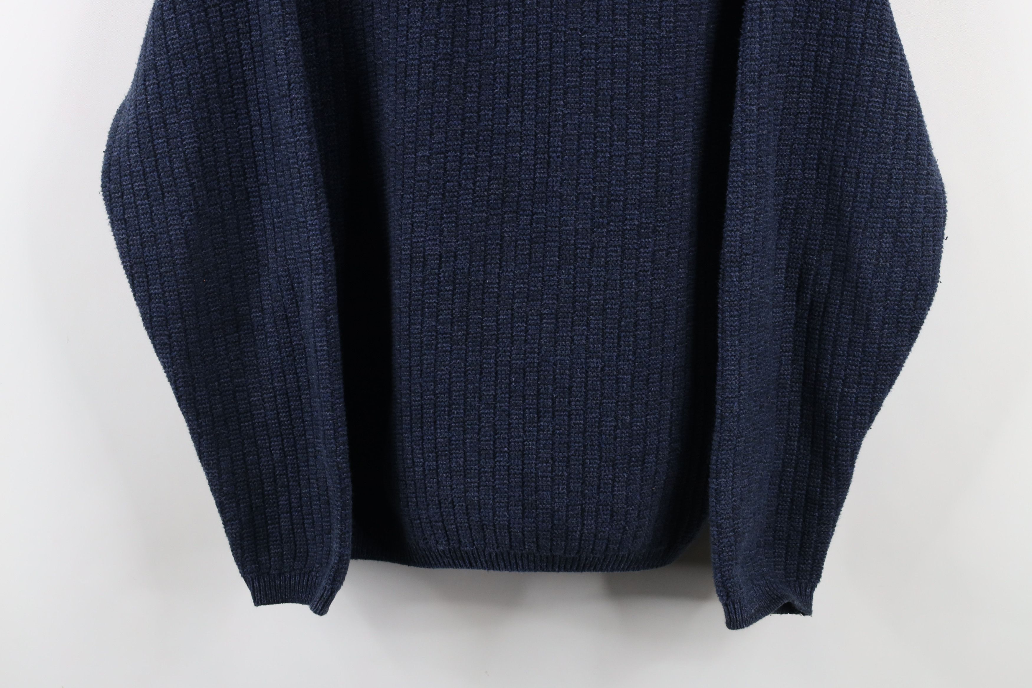 Vintage Vintage 90s Streetwear Textured Knit Henley Sweater Blue USA Size US L / EU 52-54 / 3 - 3 Thumbnail