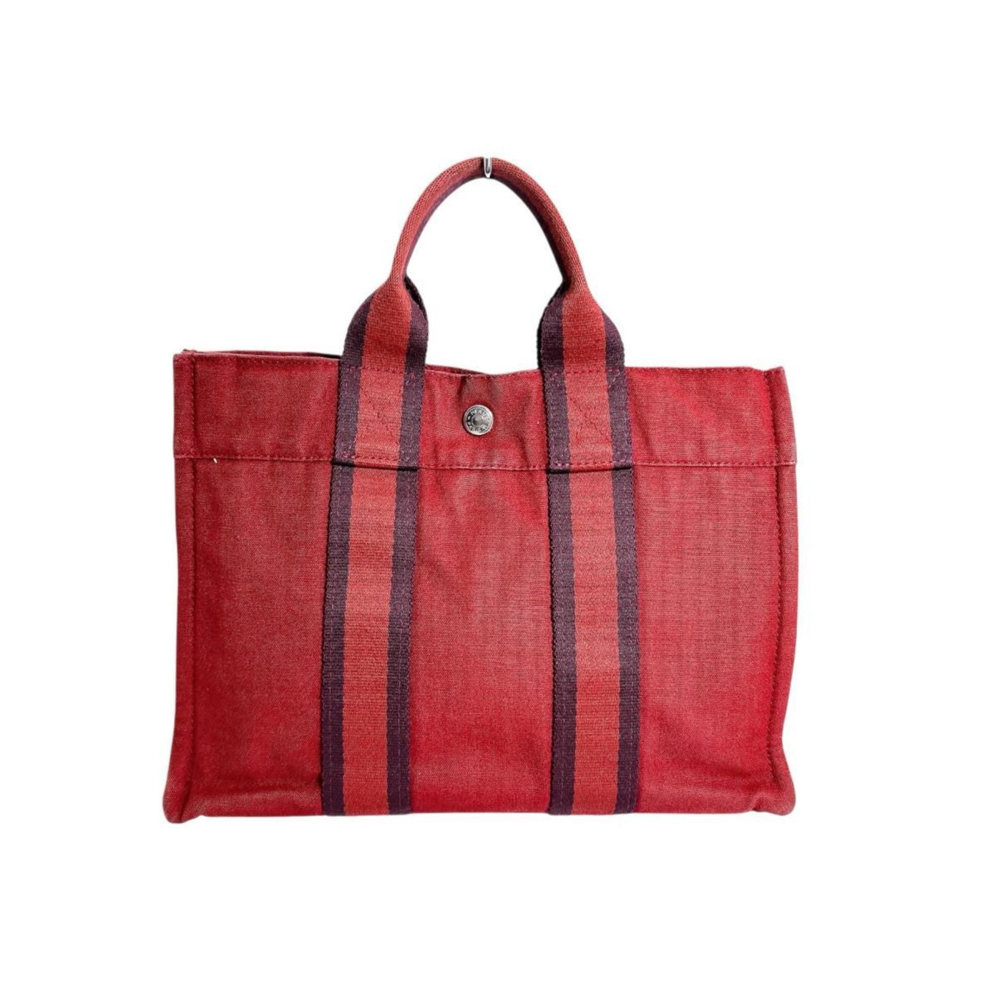 Hermes Hermes Hermès Foul Tote PM Canvas Handbag in Red Size ONE SIZE - 1 Thumbnail