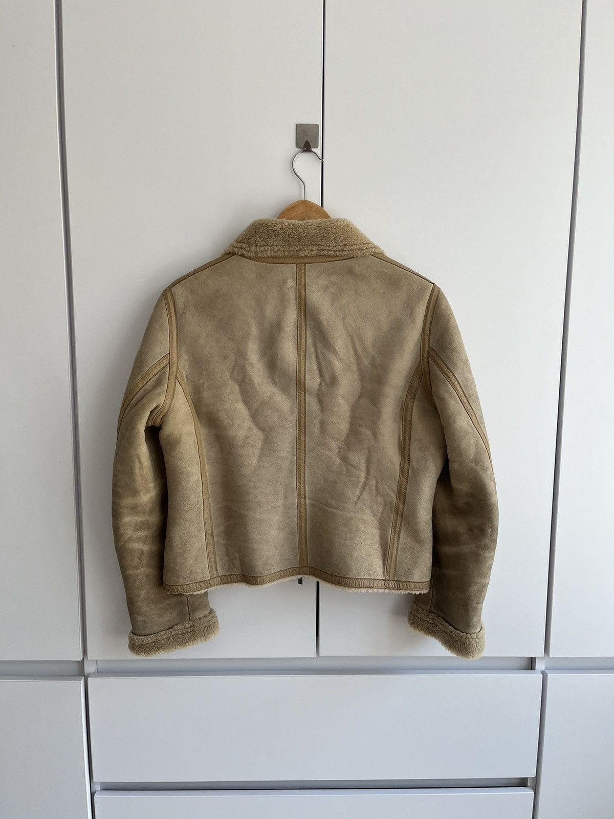If Six Was Nine × Japanese Brand Distressed Leather Faux Beige Biker Jacket Fratelli Rossetti Size S / US 4 / IT 40 - 4 Thumbnail