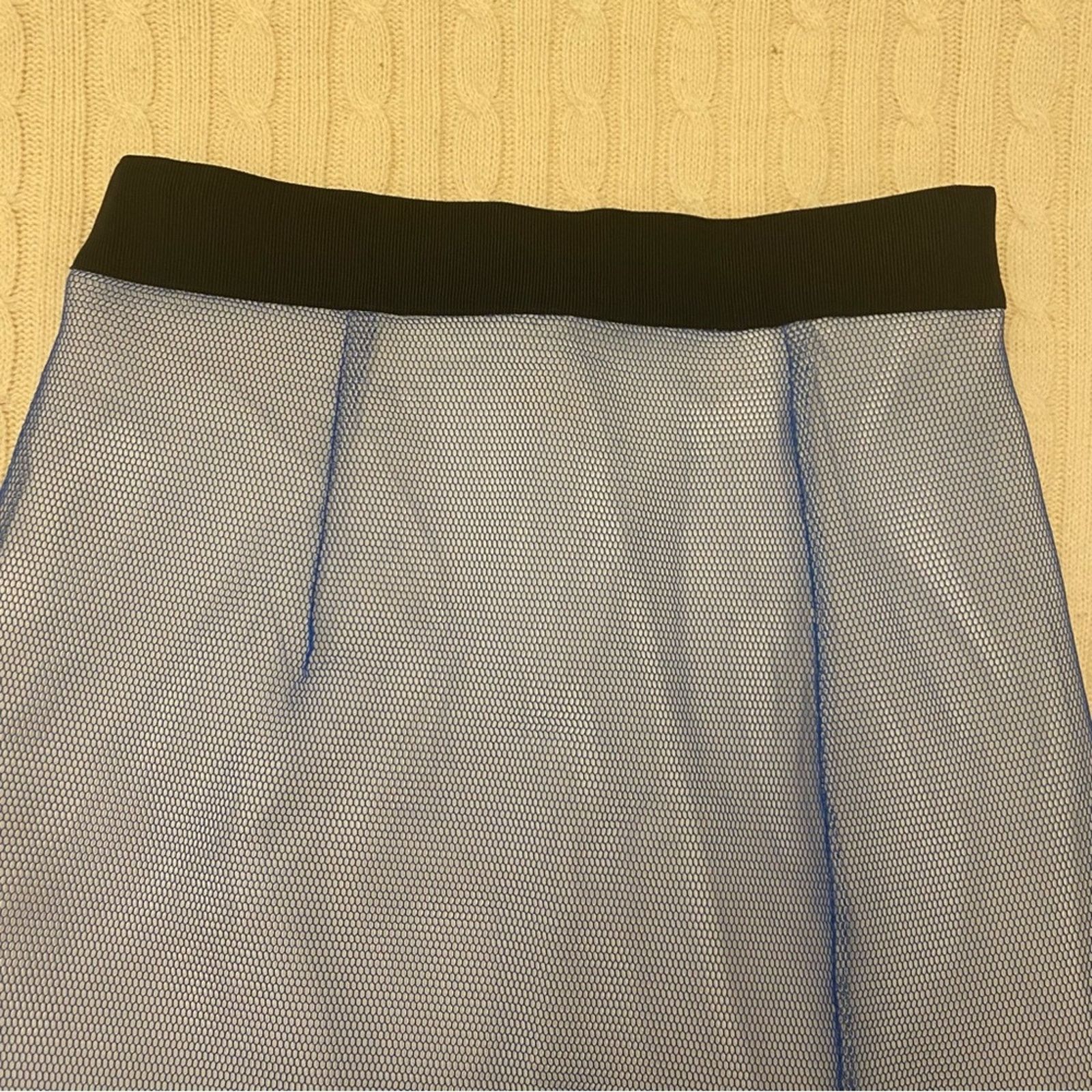 MILLY Milly Blue Midi Pencil Skirt sz 10 Milly Midi Net Skirt Size 32" / US 10 / IT 46 - 5 Thumbnail
