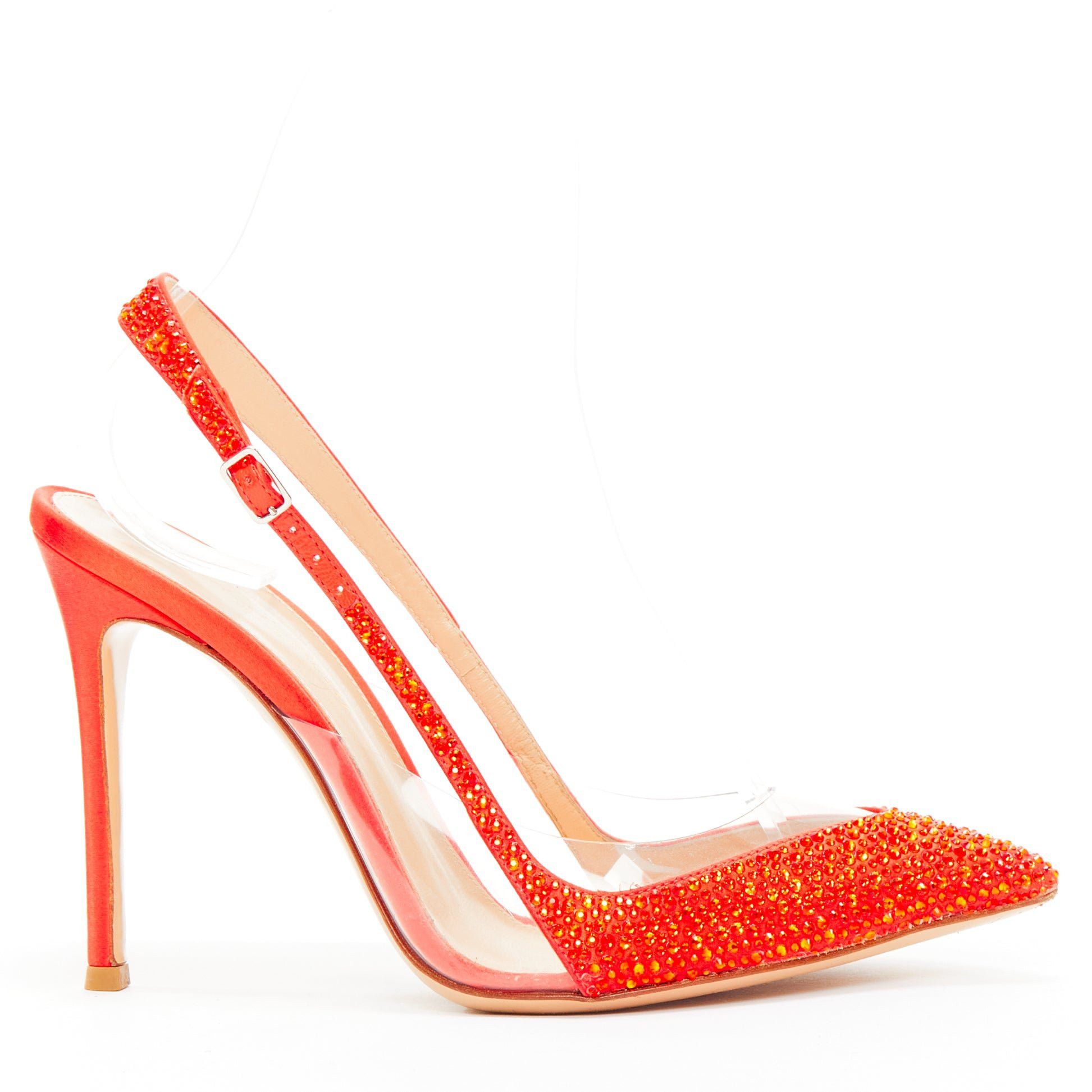Gianvito Rossi GIANVITO ROSSI red strass crystal encrusted clear PVC slingback pump EU37.5 Size US 7.5 / IT 37.5 - 1 Thumbnail