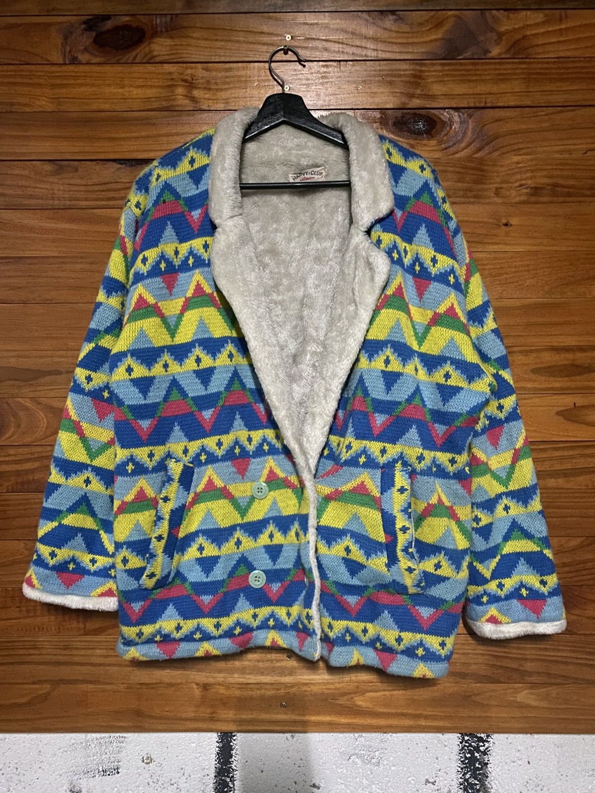 Vintage Harvy Club Collection Sports Geometric Knit Jacket