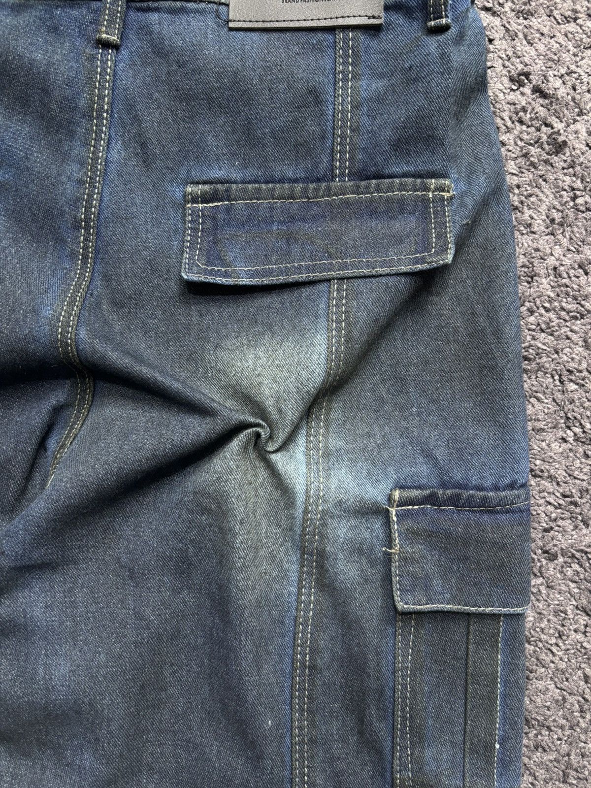 Vintage Vintage wide leg rare night blue baggy flared cargo jeans Size US 33 - 19 Thumbnail
