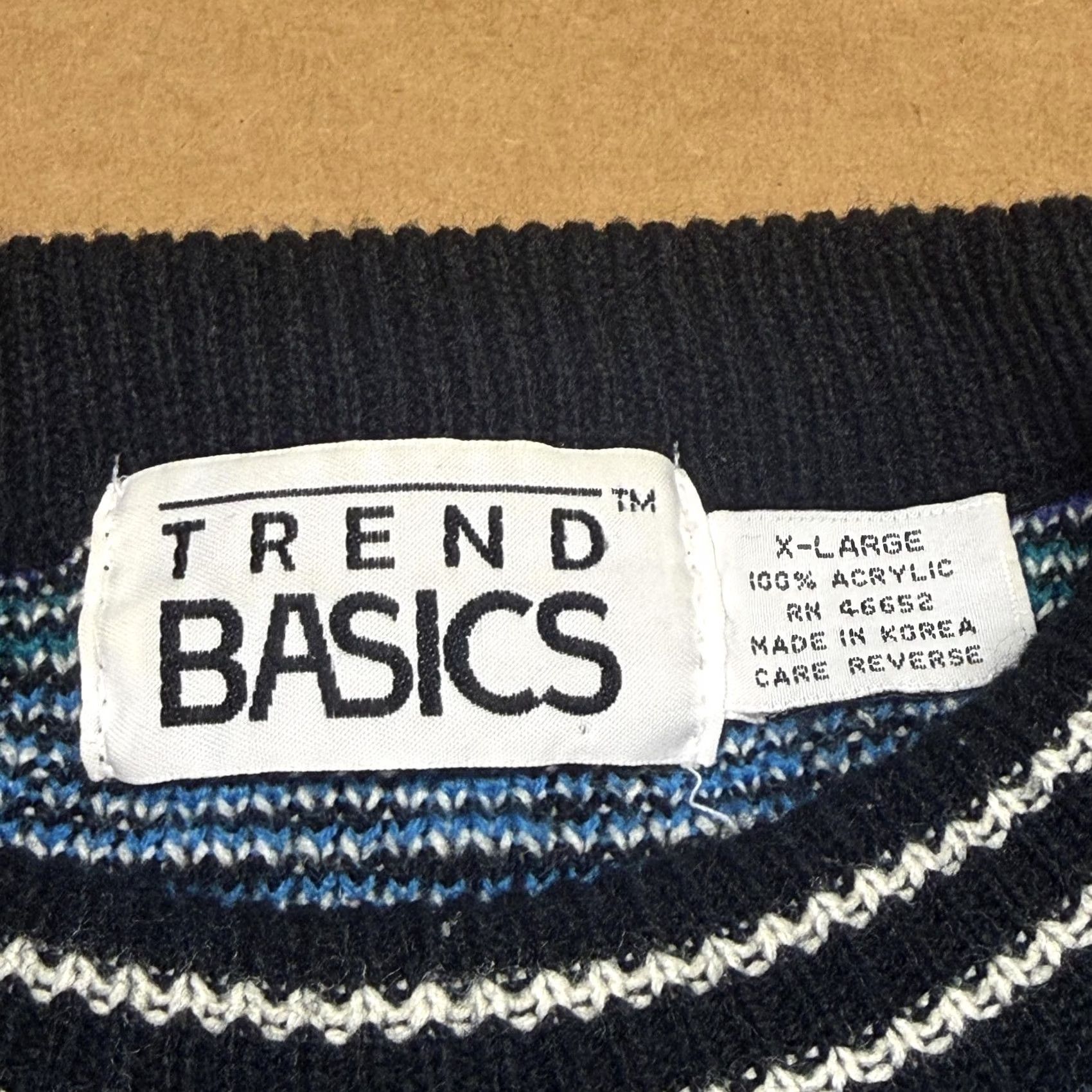 Asics Trend Basics Sweater Mens XL Black Blue Fair Isle Knit Crewneck Acrylic PULLOVER Heavyweight Multicolor Knitted Knit Size US XL / EU 56 / 4 - 5 Thumbnail
