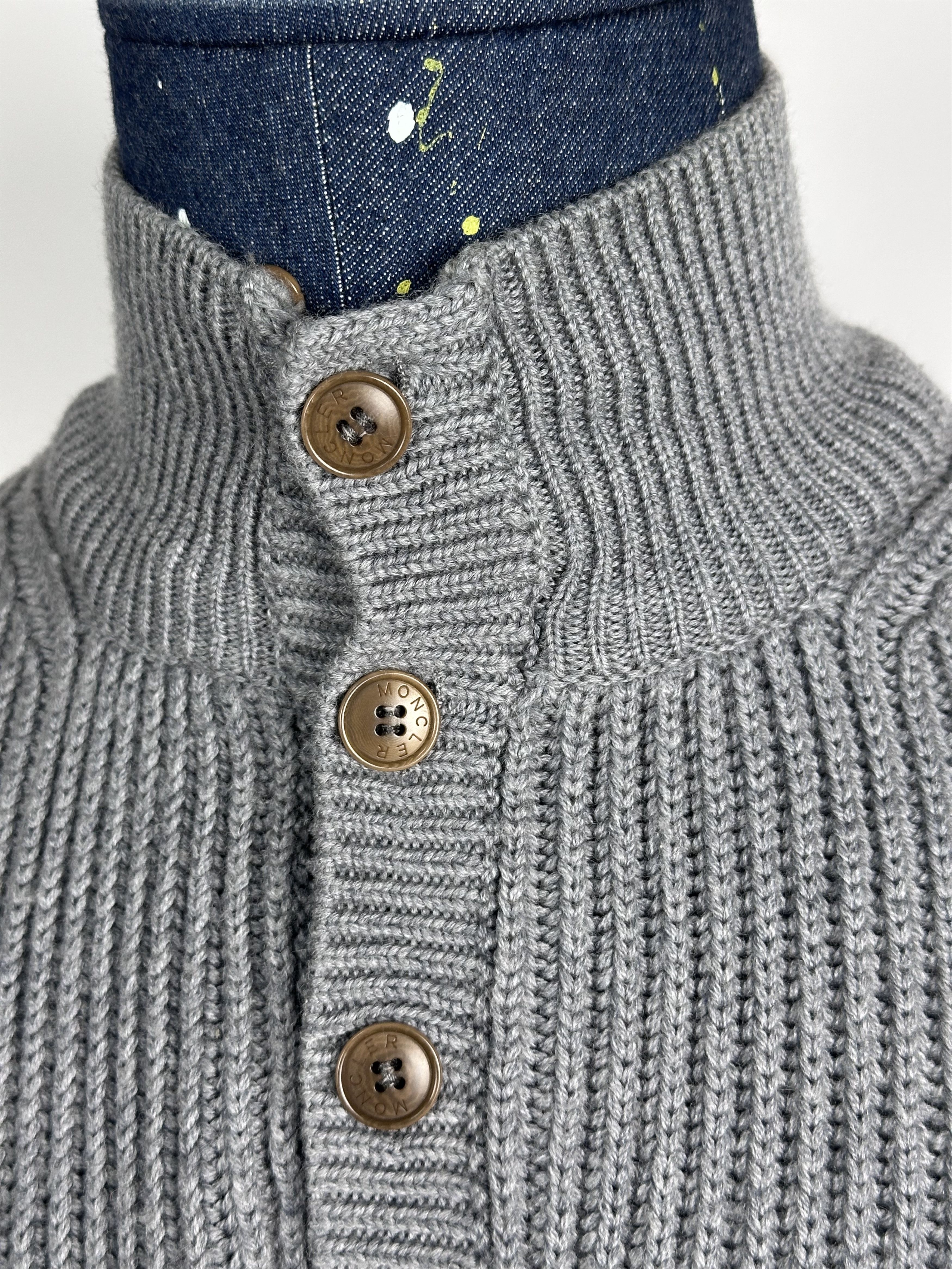 Grailed × Moncler × Vintage Moncler Vintage Wool Knit Sweater Gray High Neck 1\4 Zip M Size US M / EU 48-50 / 2 - 5 Thumbnail