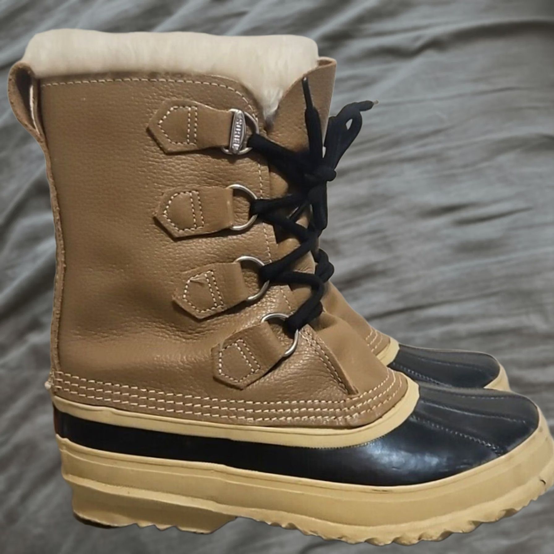 SOREL VINTAGE Sorel Caribou Boots Unisex Adults Shoes Snow Boot Winter Canada Brown Black Size 6 Womens Lace Up Insulated Waterproof Leather Rubber Size US 6 / IT 36 - 1 Thumbnail
