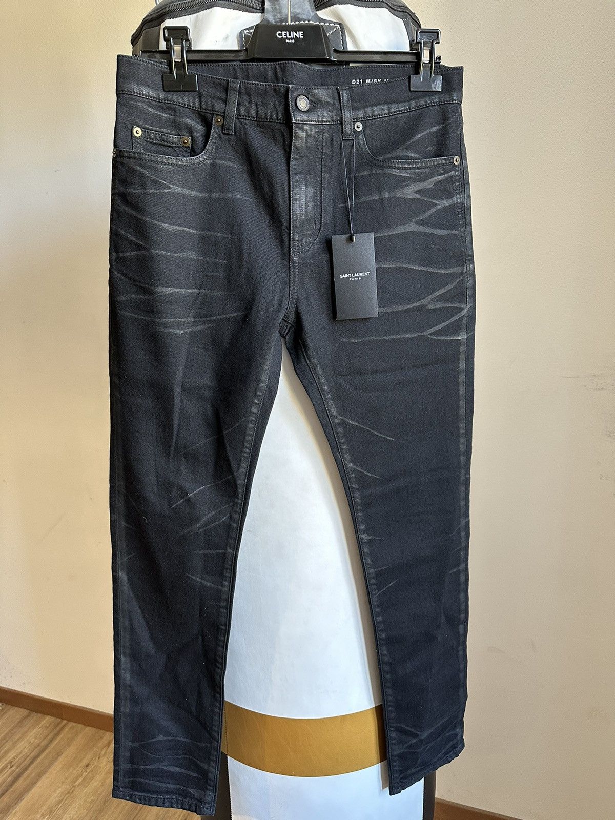 image of Saint Laurent Paris 990$ Skinny Faded Jeans in Black, Men's (Size 32)