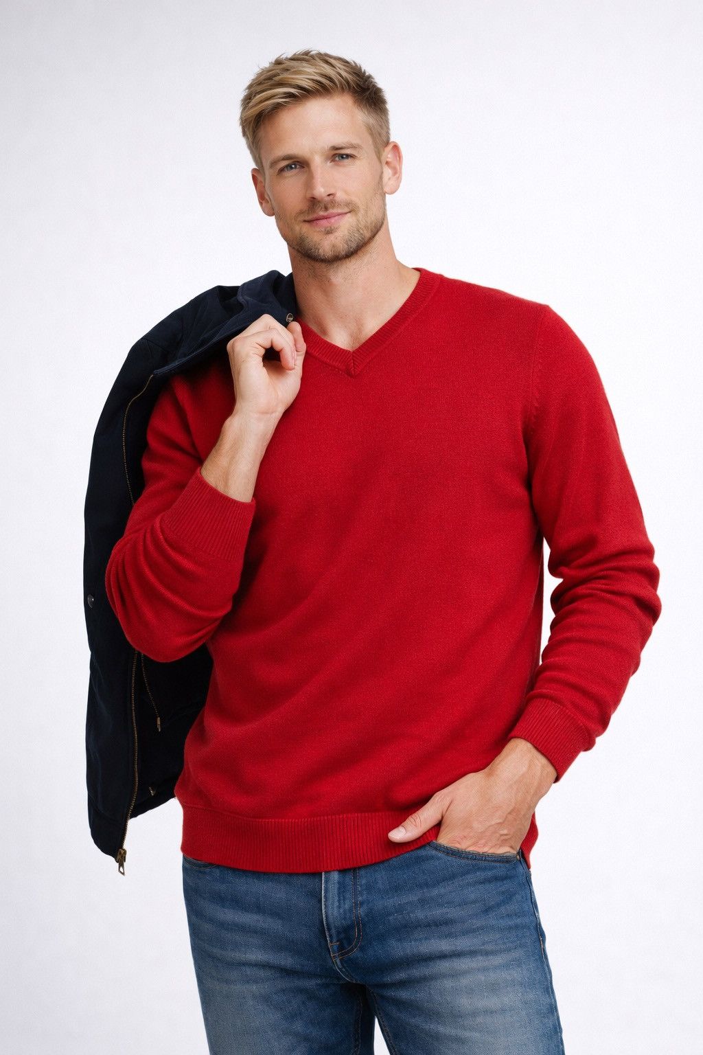1901 1901 100% Cashmere Red V-Neck Sweater Size US M / EU 48-50 / 2 - 1 Thumbnail