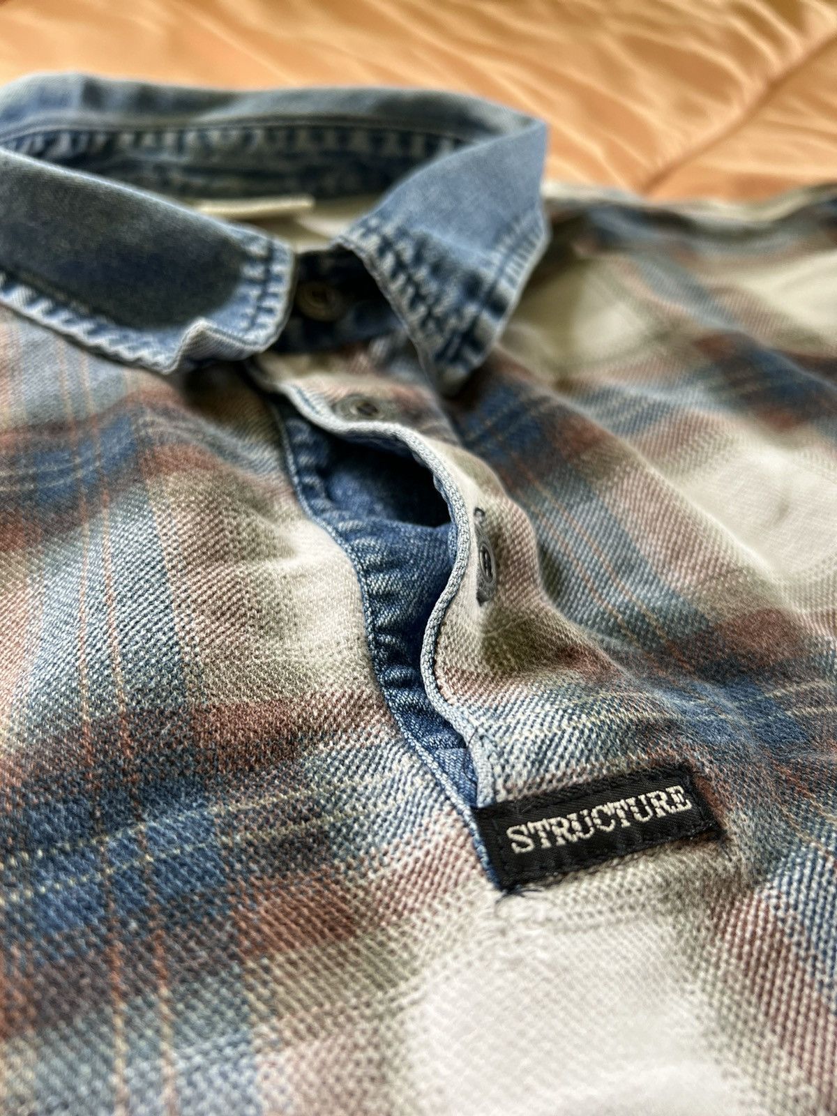 Made In Usa Vintage Structure (supreme) denim collared flannel shirt ...