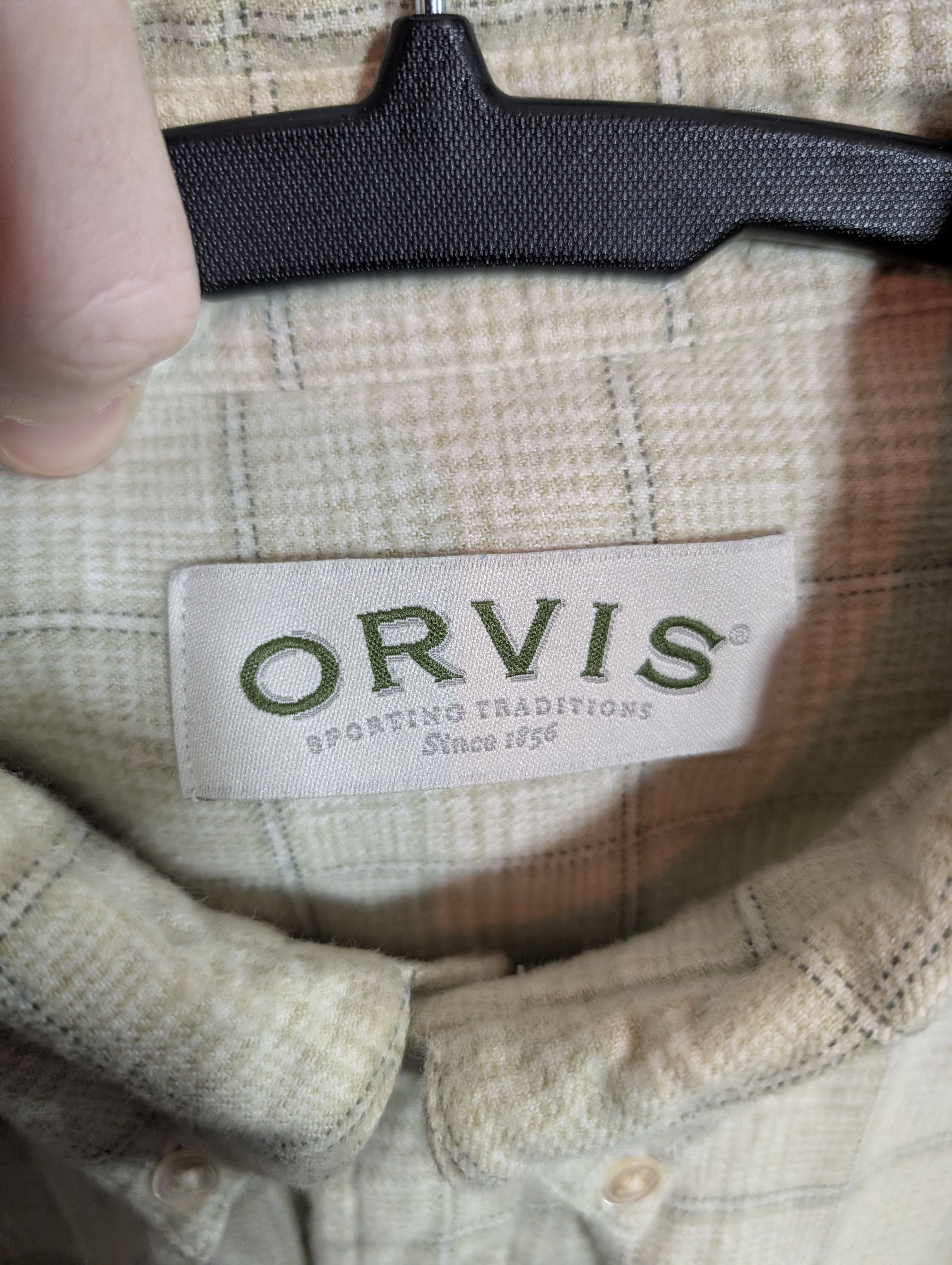Orvis Vtg heavy flannel cotton check Portugal button-down shirt Size US XL / EU 56 / 4 - 10 Thumbnail