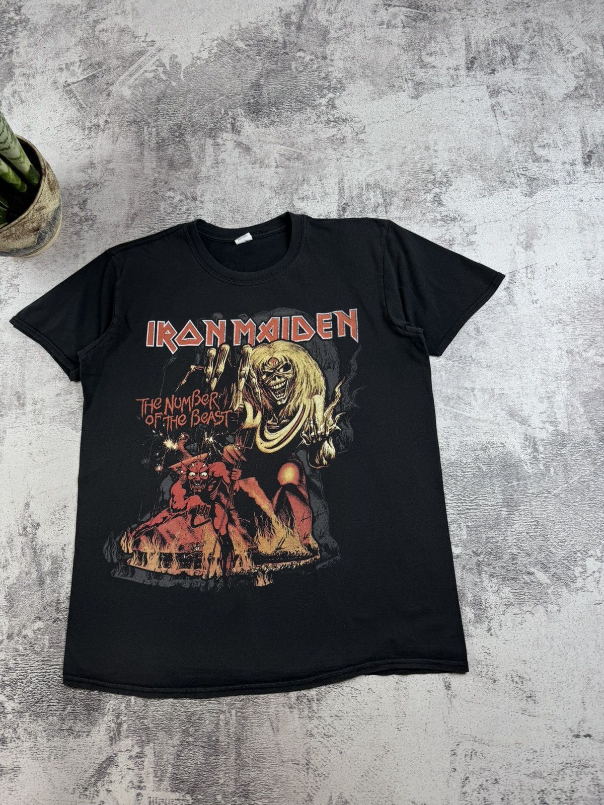 Iron Maiden Iron Maiden Men’s Metal Rock Tour Rap Faded Merch Devil Band T Shirt Jersey Size US L / EU 52-54 / 3 - 3 Thumbnail