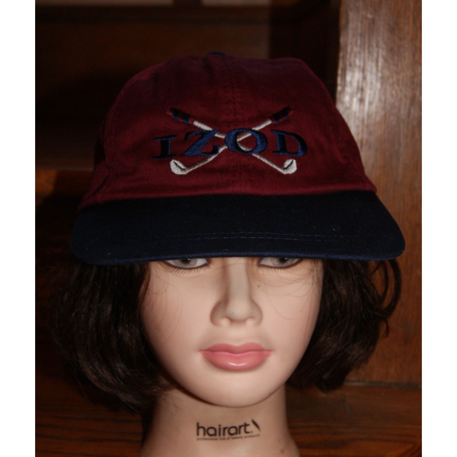 Izod VTG Izod Maroon Golf Clubs Logo Cap Hat Leather Strapback Size ONE SIZE - 2 Thumbnail