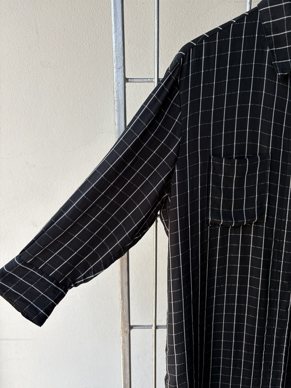 Y's × Yohji Yamamoto Y's Yohji Yamamoto grid black shirt dress. Size XS / US 0-2 / IT 36-38 - 6 Thumbnail