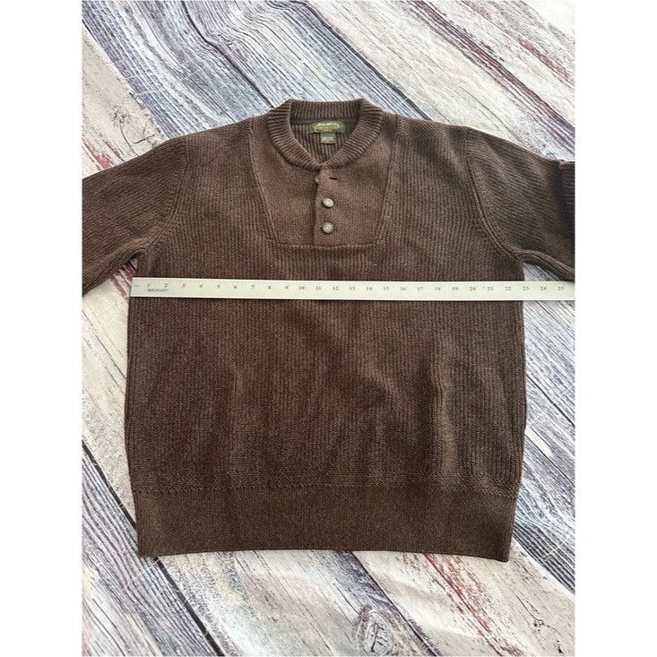 Eddie Bauer Eddie Bauer 100% Cotton Knit Men's Brown Ribbed Henley Sweat Size US L / EU 52-54 / 3 - 8 Thumbnail