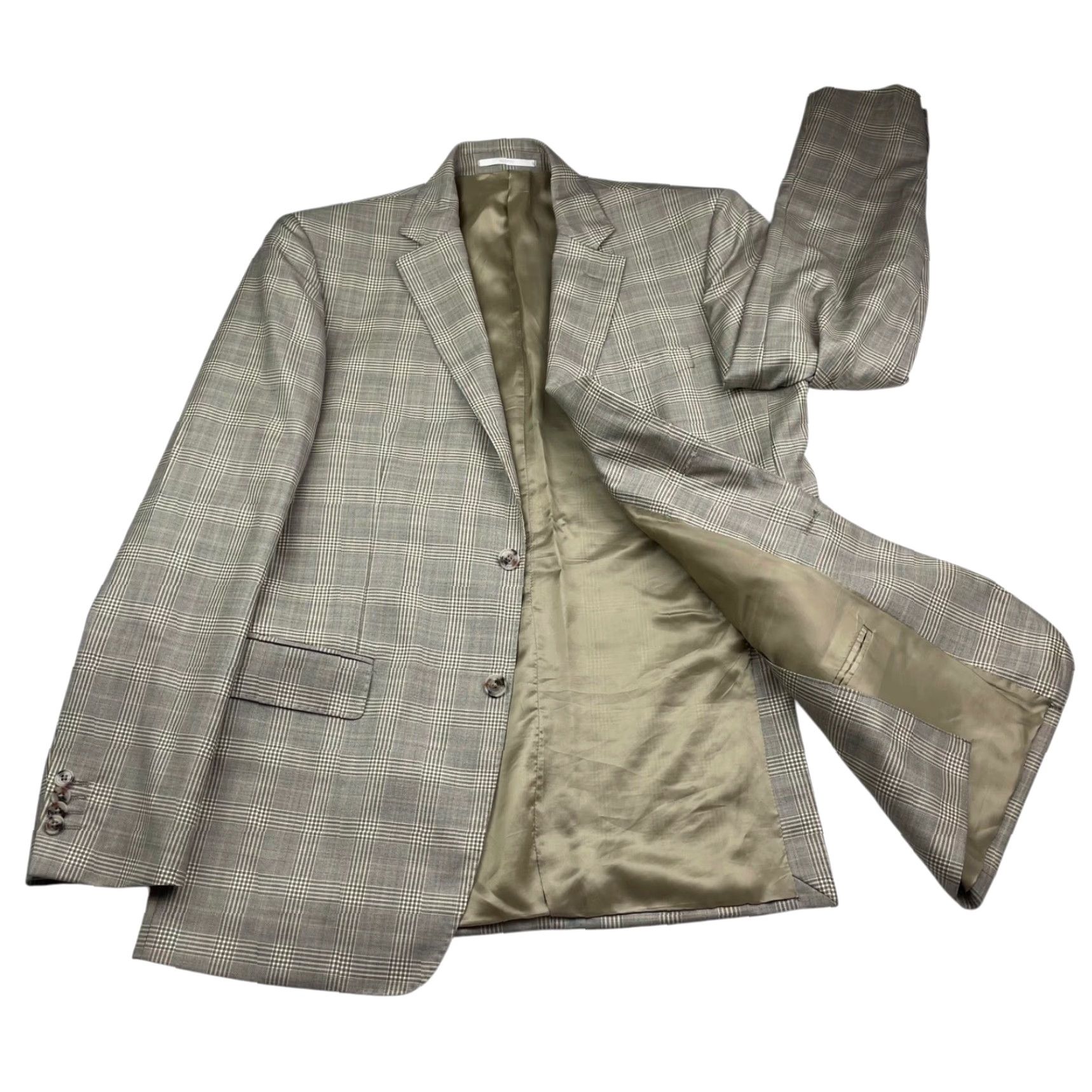Valentino Valentino Blazer Men’s 42R Wool Plaid Brown 2-Button Notch Lapel Double-Vented Italy Casual Travel Regular Mens Size 42R - 3 Thumbnail