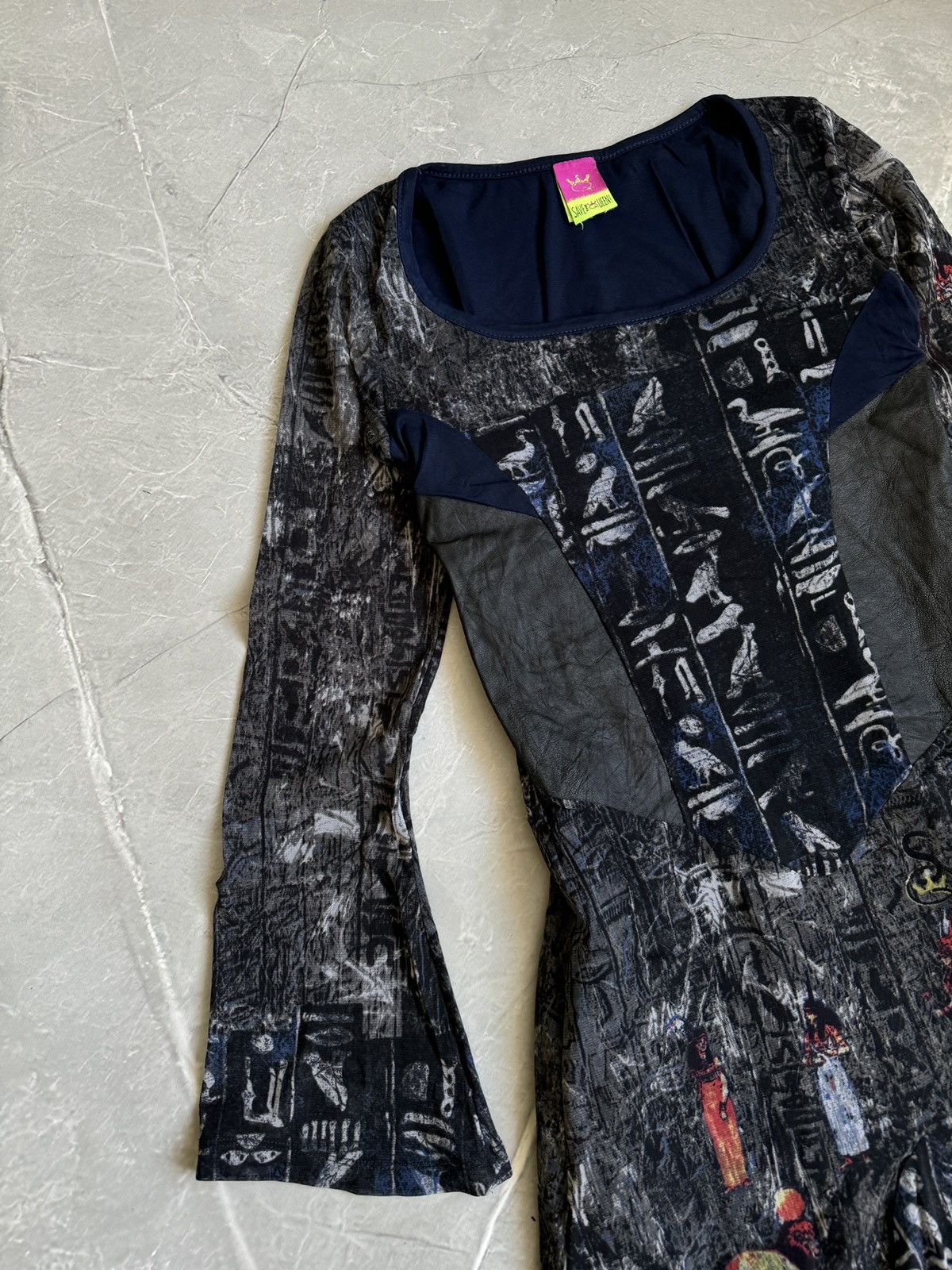 Jean Paul Gaultier Save The Queen Multicolor Mesh Flared Dress Cop Copine Vibe Size L / US 10 / IT 46 - 6 Thumbnail