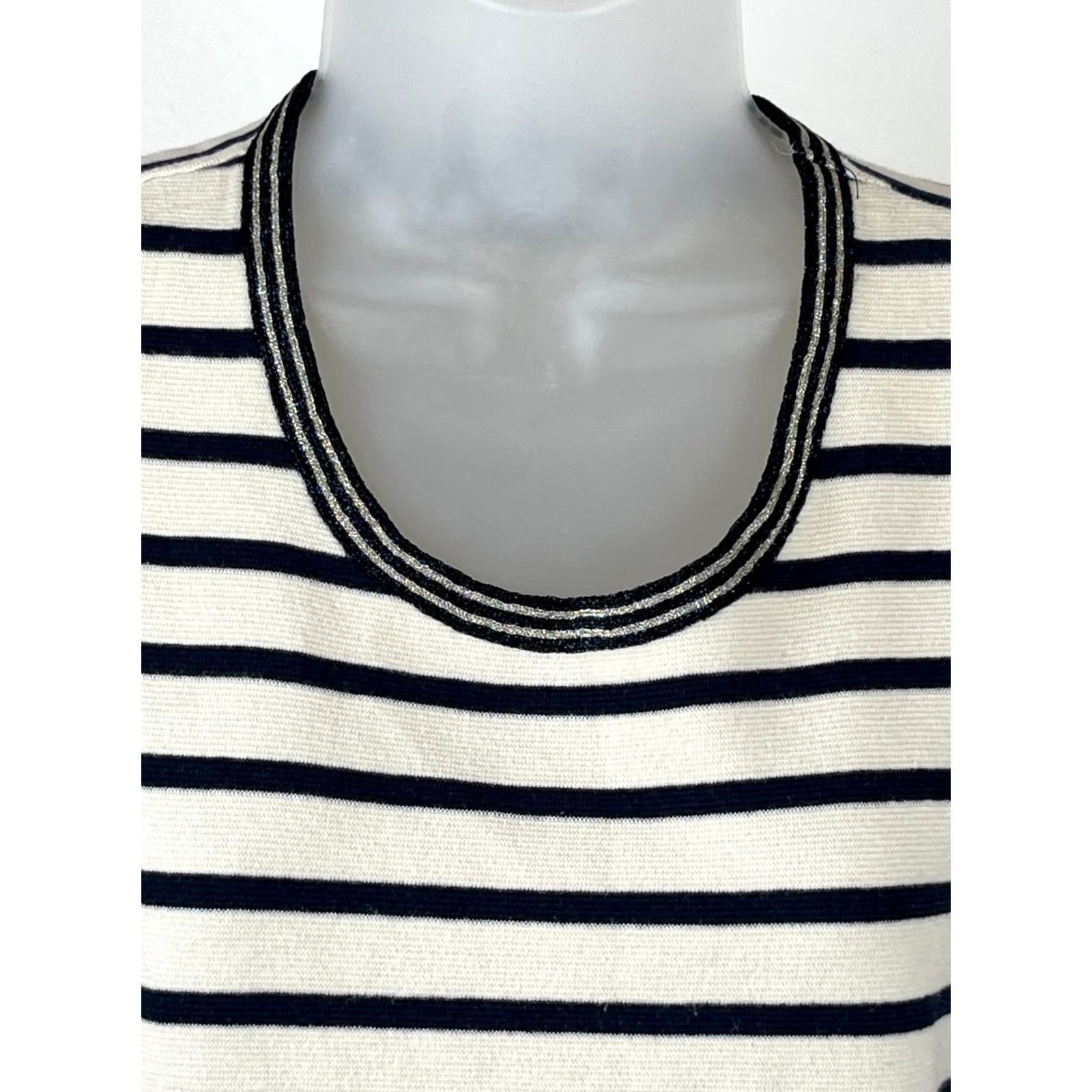 J.Crew J.CREW Women’s Large Navy White Striped Sleeveless Tank Top Stretch Regular Fit Tank/Top Size L / US 10 / IT 46 - 2 Thumbnail