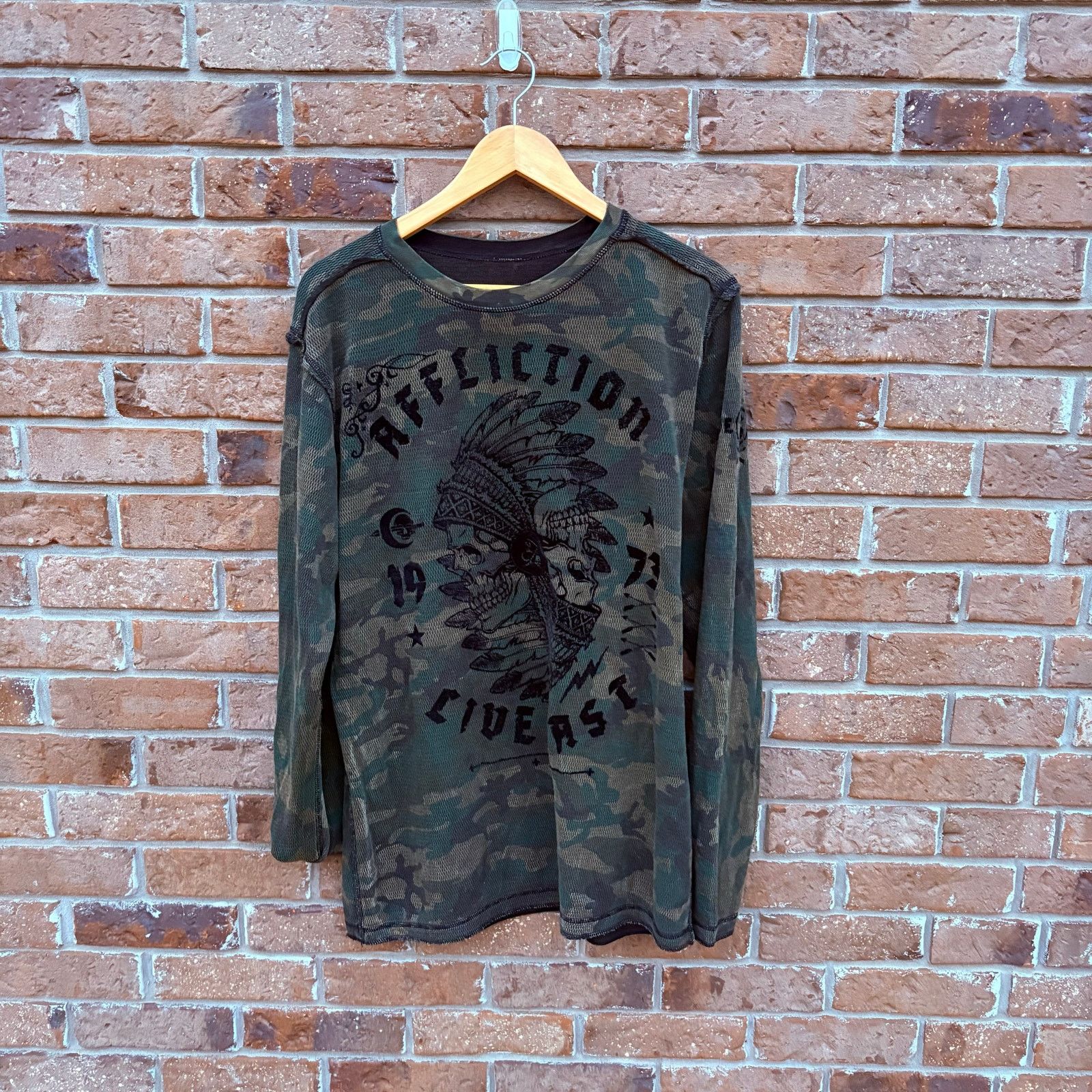 Affliction Crazy Vintage Reversible Affliction Knit Shirt XL Size US XL / EU 56 / 4 - 5 Thumbnail