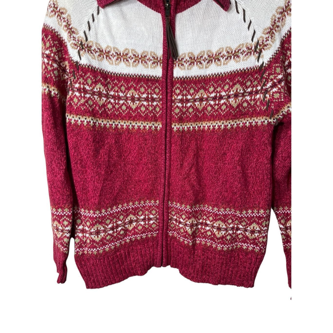 Other Vintage Heirloom Collectibles Cardigan Sweater Zip Up Red Fa Size S / US 4 / IT 40 - 3 Thumbnail