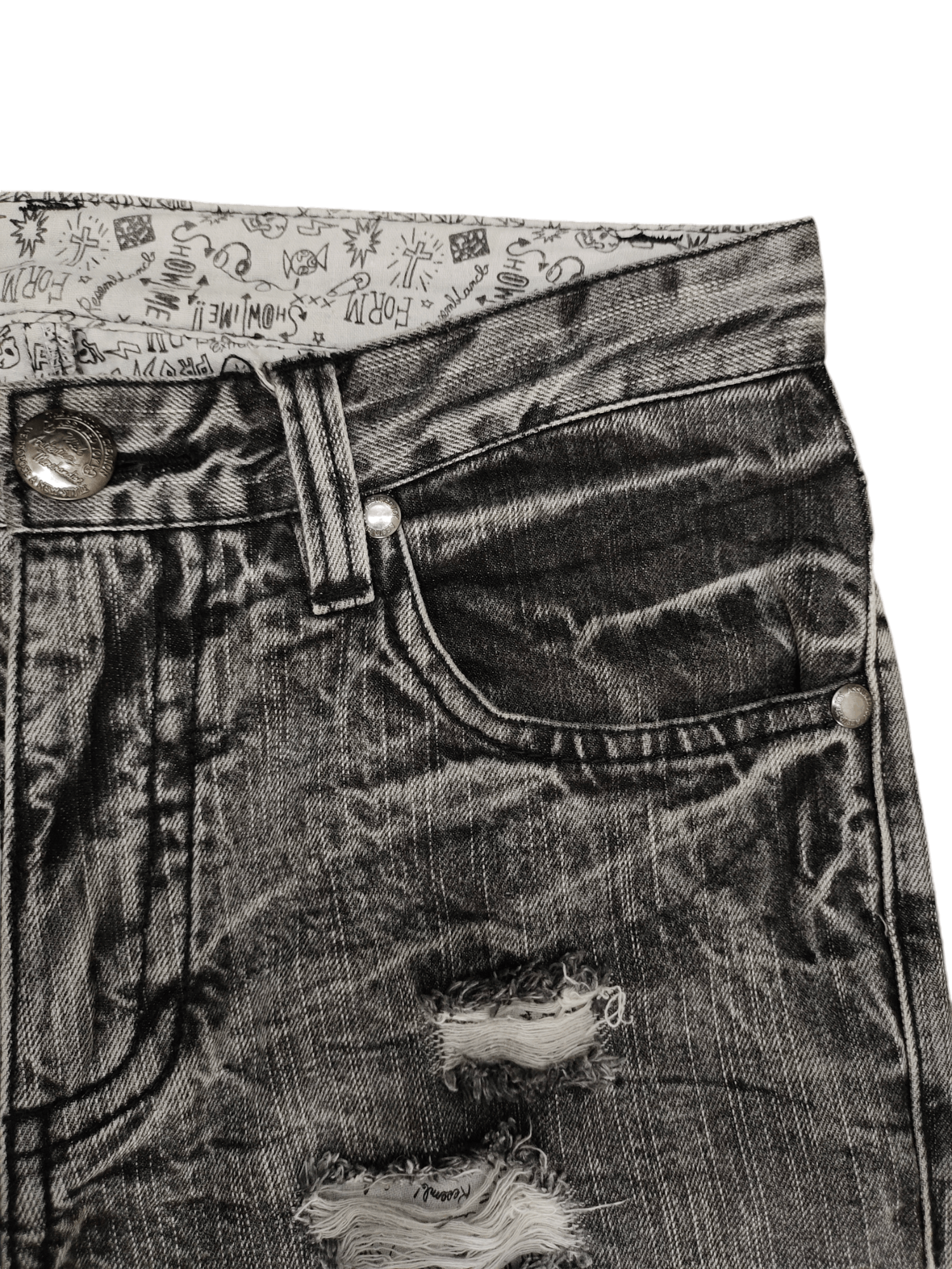 Comme des Garcons × Undercover Vintage Y2k Assured Joy Clawmark Distress Faded Denim Jeans Size US 32 / EU 48 - 4 Thumbnail