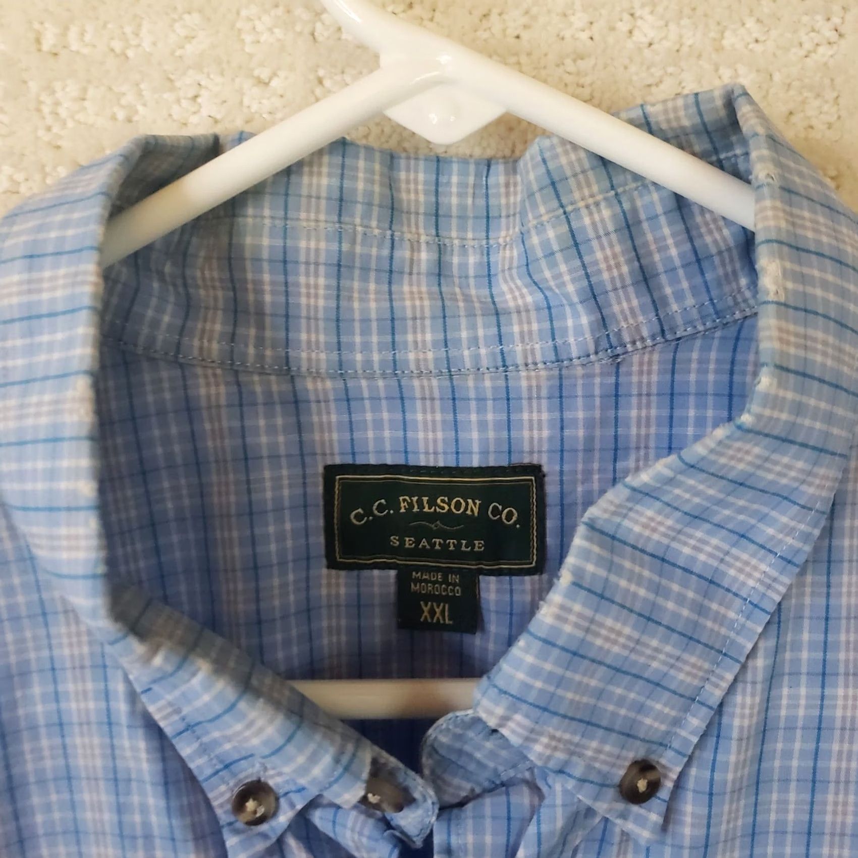Filson Filson Men's XXL Button-Front Casual Shirt Blue Plaid Short Sleeve Size US XXL / EU 58 / 5 - 5 Thumbnail