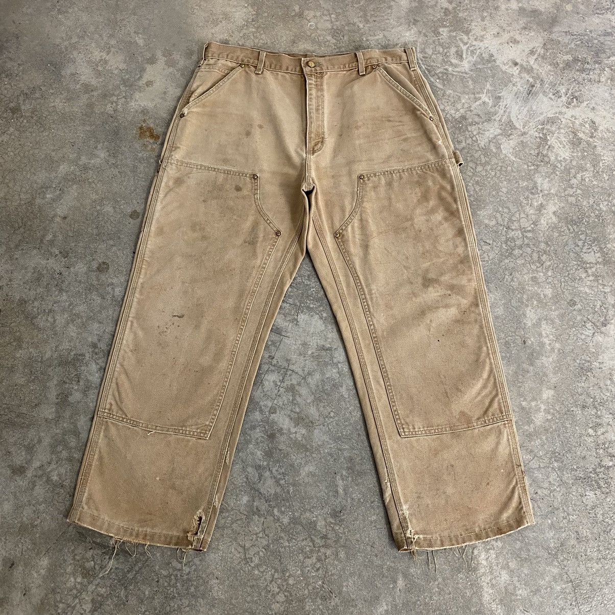 Carhartt Vintage Carhartt Double Knee Faded Tan Carpenter Pants Size US 35 - 2 Thumbnail