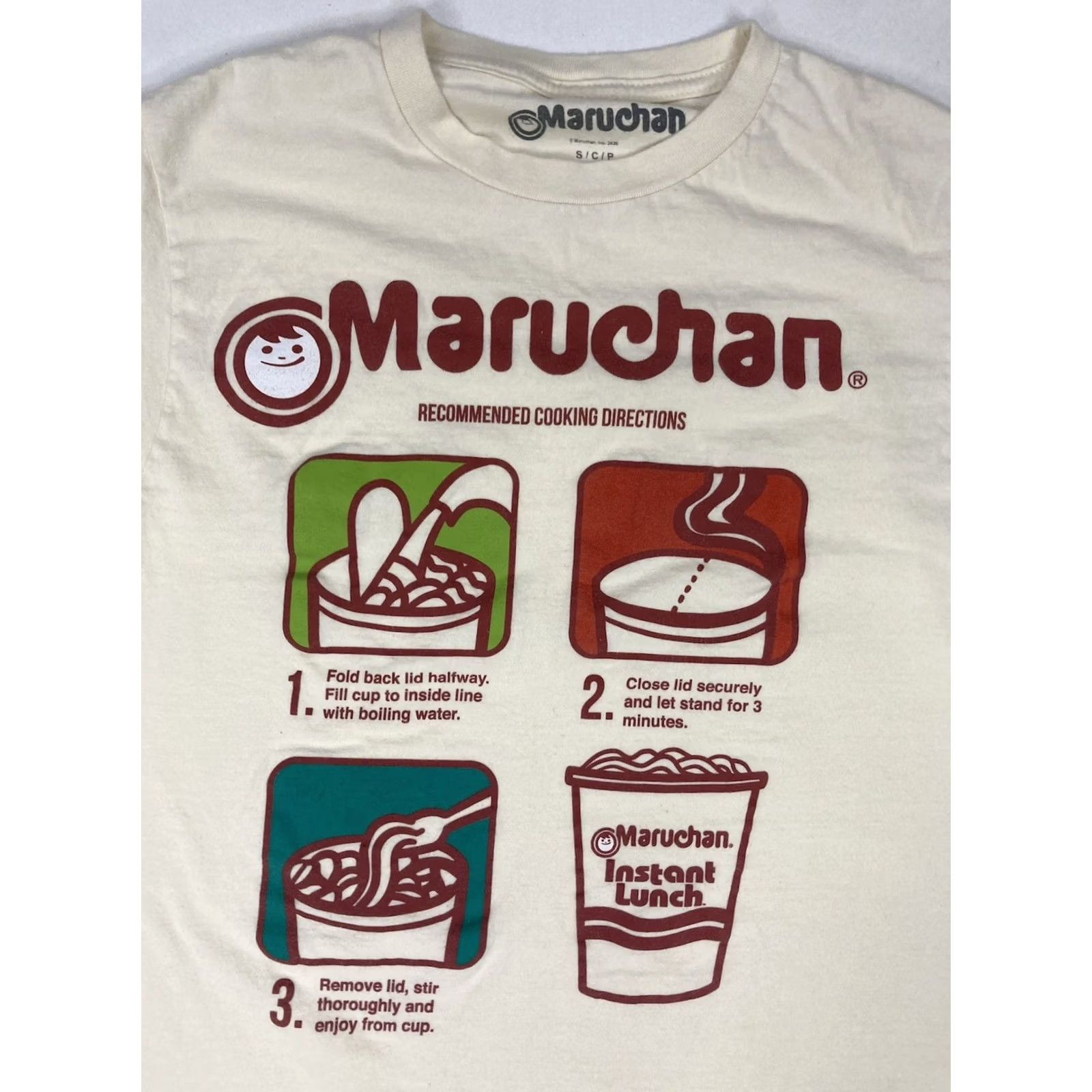 Vintage Maruchan T-Shirt Women Small Ivory Short Sleeve Crew Neck Pullover Casual Everyday Size S / US 4 / IT 40 - 2 Thumbnail