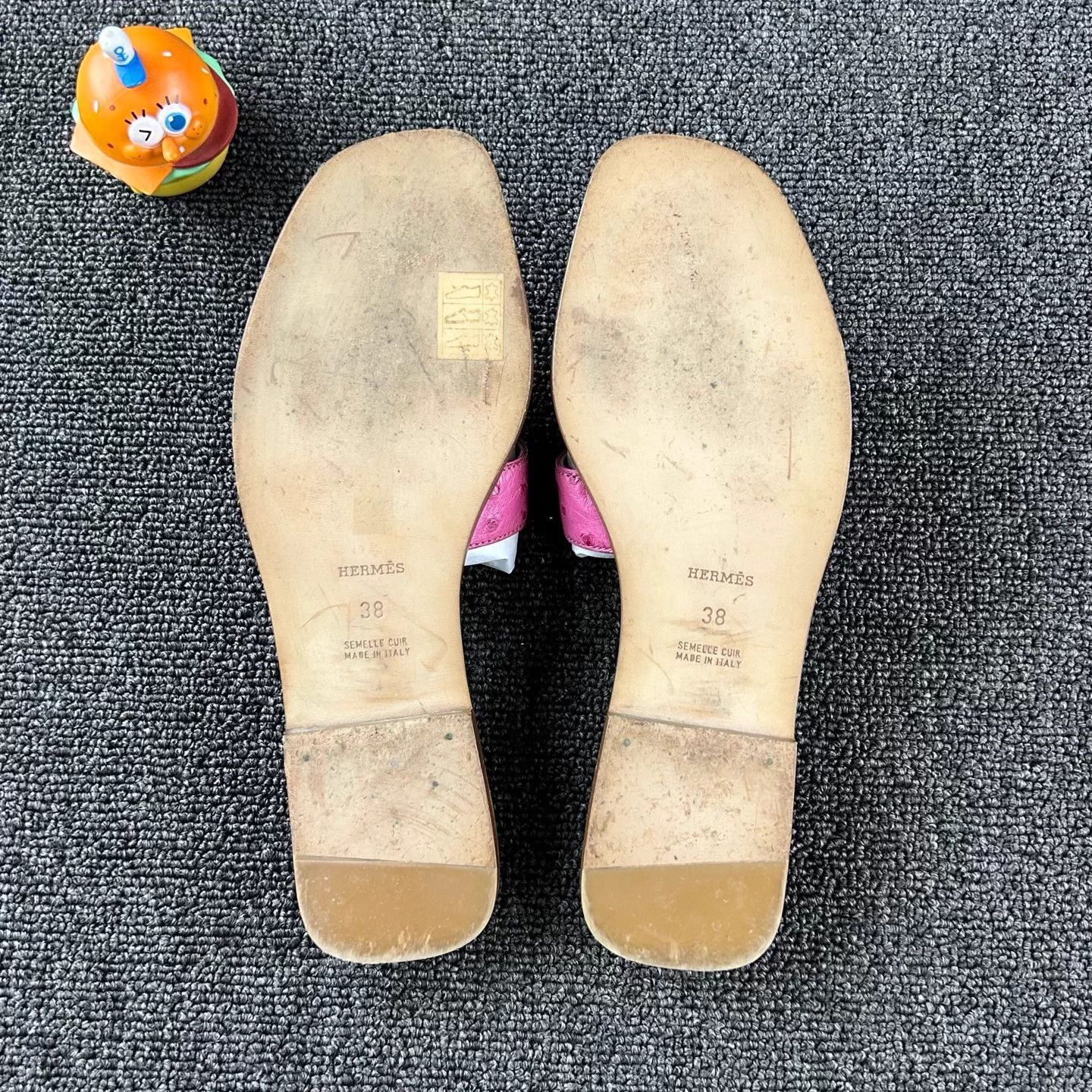 Hermes Hermes Ostrich H Slides Ceramic Pink 38 Size US 7 / IT 37 - 6 Thumbnail